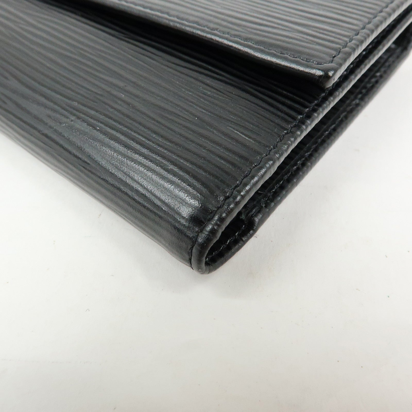 FENDI Embossed Leather Long Flap Wallet Black 30858