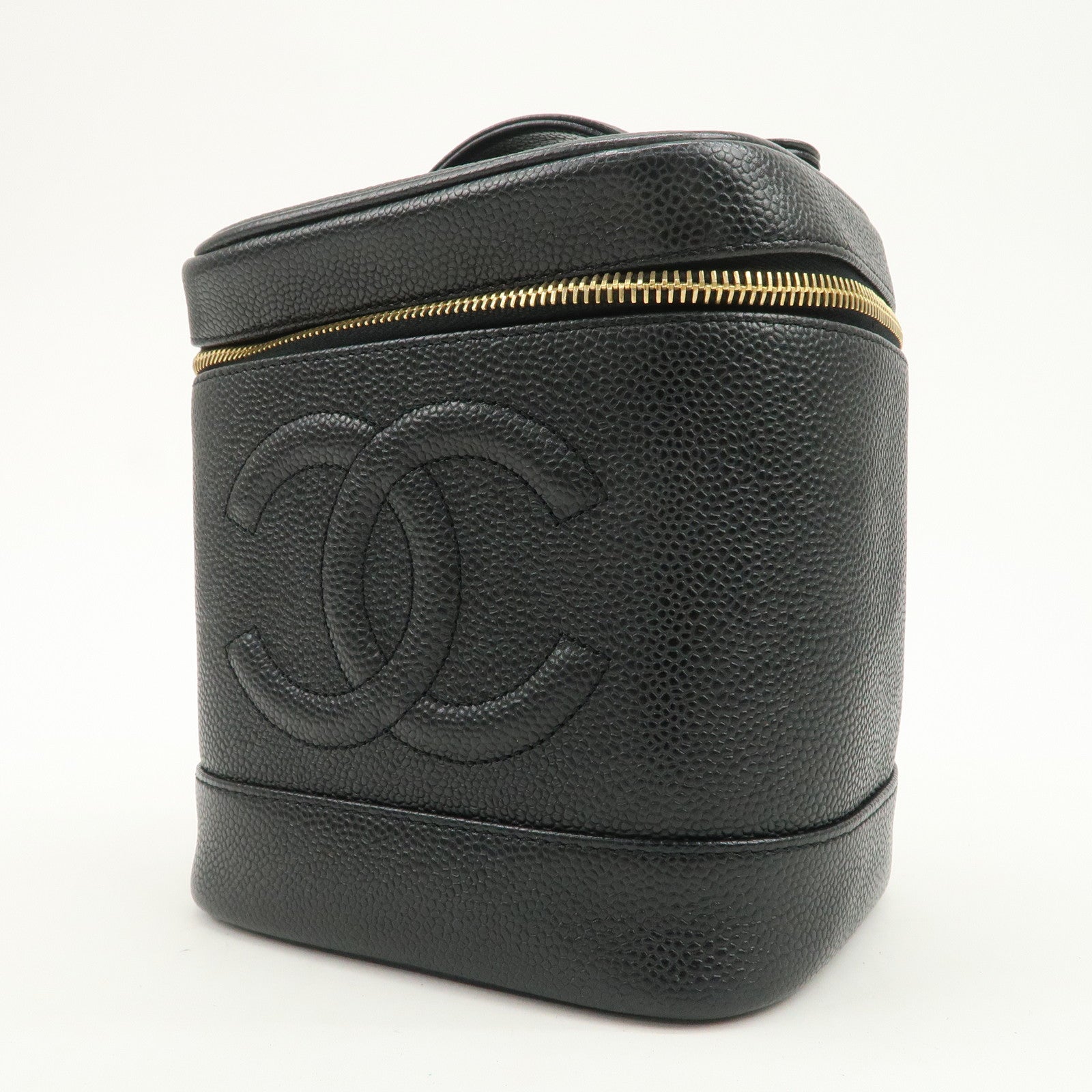 CHANEL COCO Mark Caviarskin Vanity Bag Hand Bag Black A01998