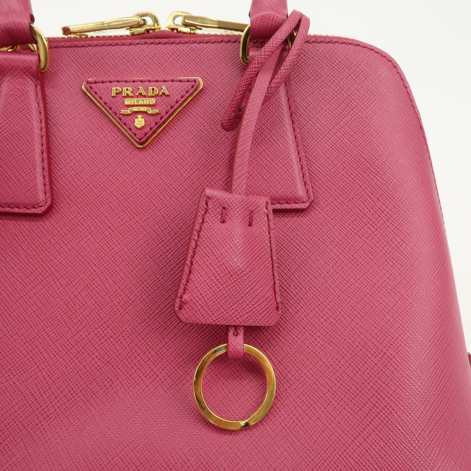 PRADA Saffiano Leather 2Way Hand Bag Shoulder Bag Pink 1BA838