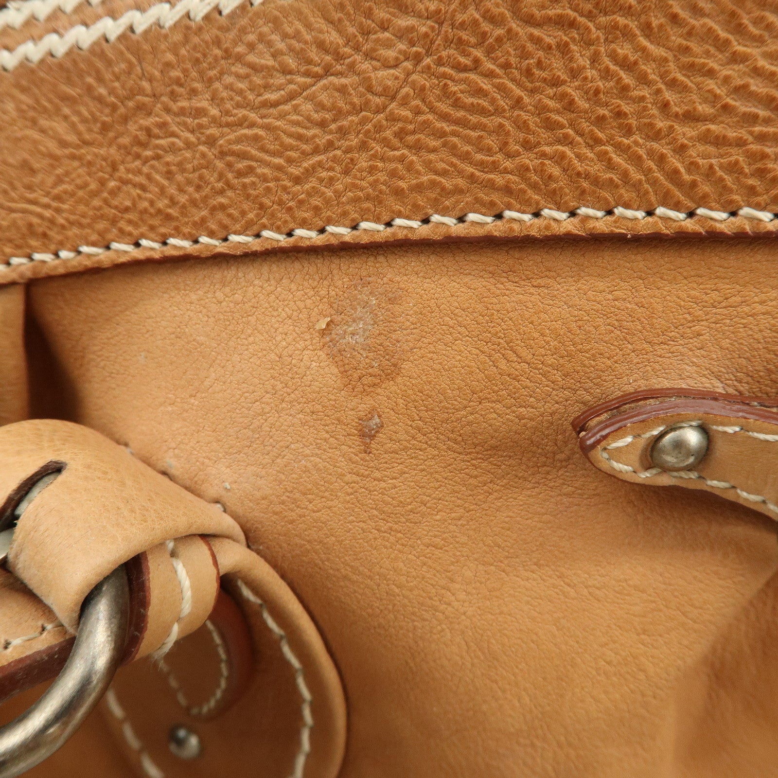 Christian Dior Logo Leather Shoulder Bag Hand Bag Brown