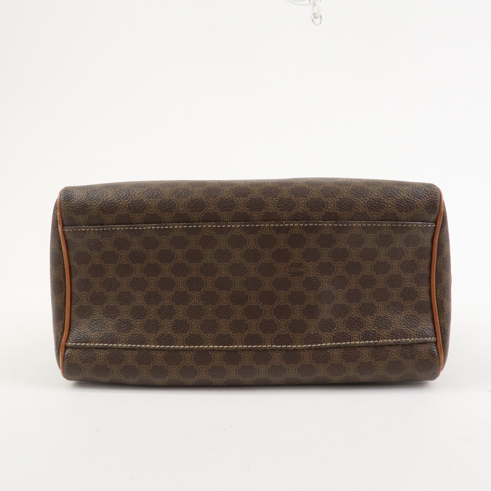 CELINE Macadam PVC Leather Boston Bag Hand Bag Brown