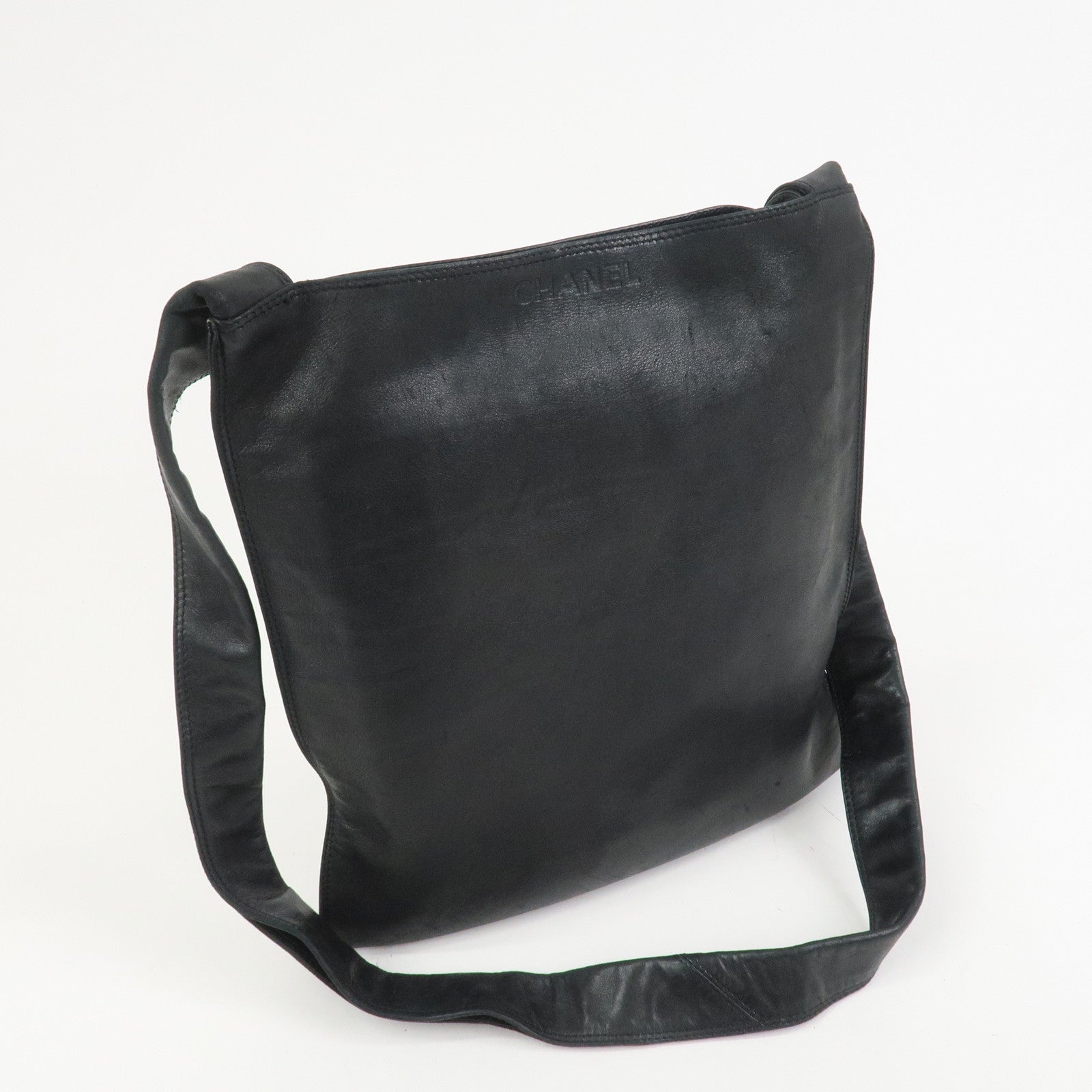 CHANEL Lamb Skin Shoulder Bag Crossbody Bag Black