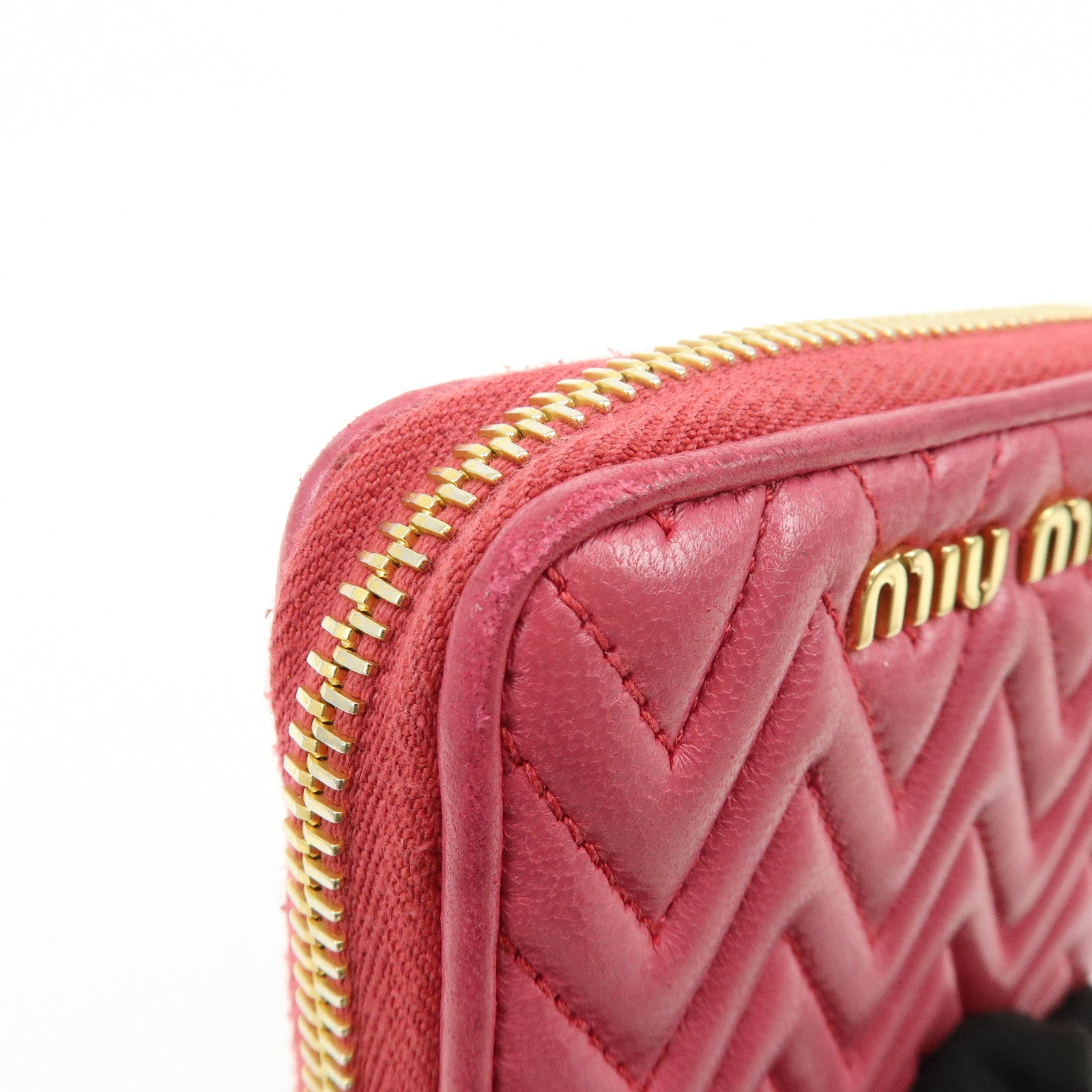 MIU MIU Logo Nappa Leather Coin Case Coin Purse Pink 5MM268