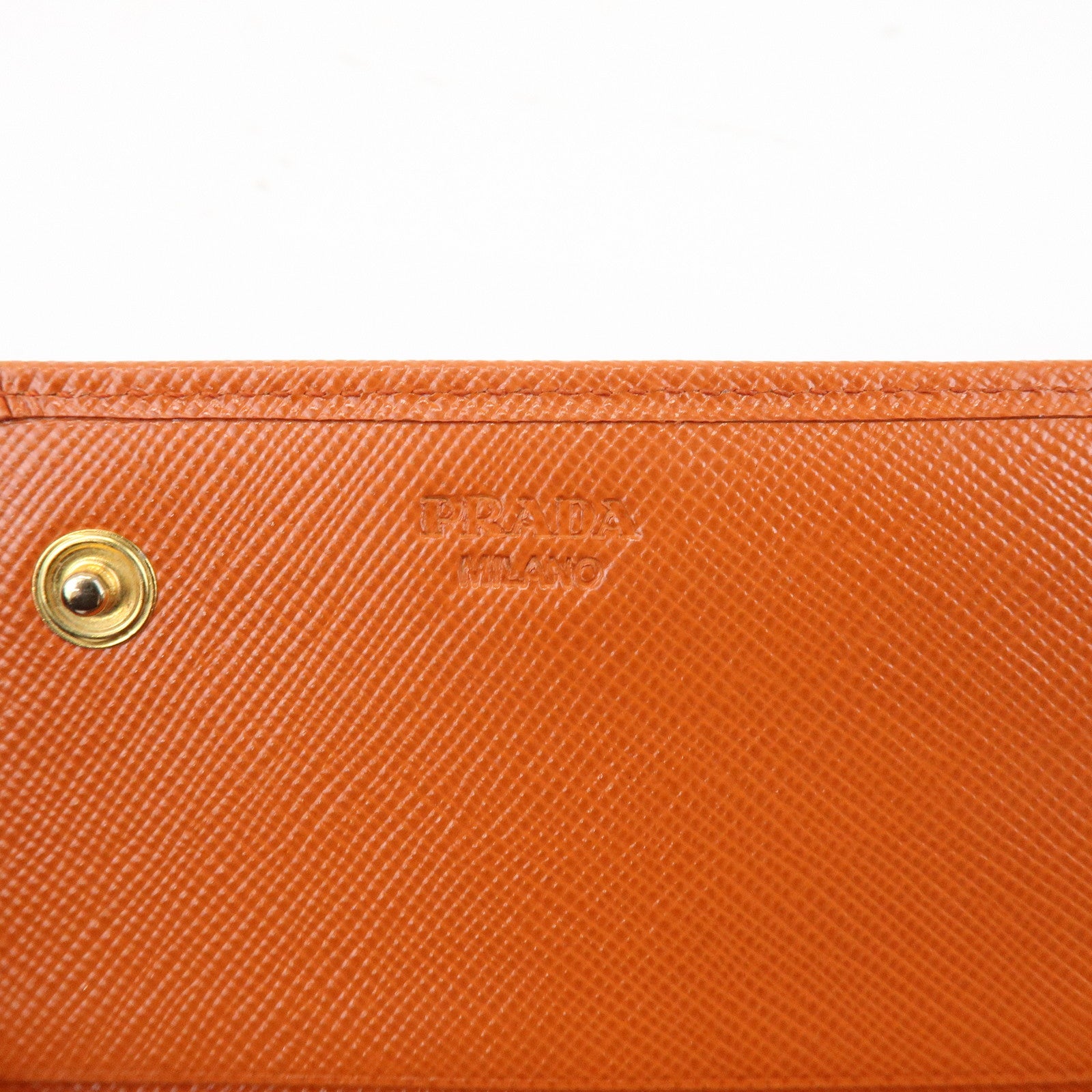PRADA Saffiano Leather Ribbon Flap Long Wallet Orange 1M1132