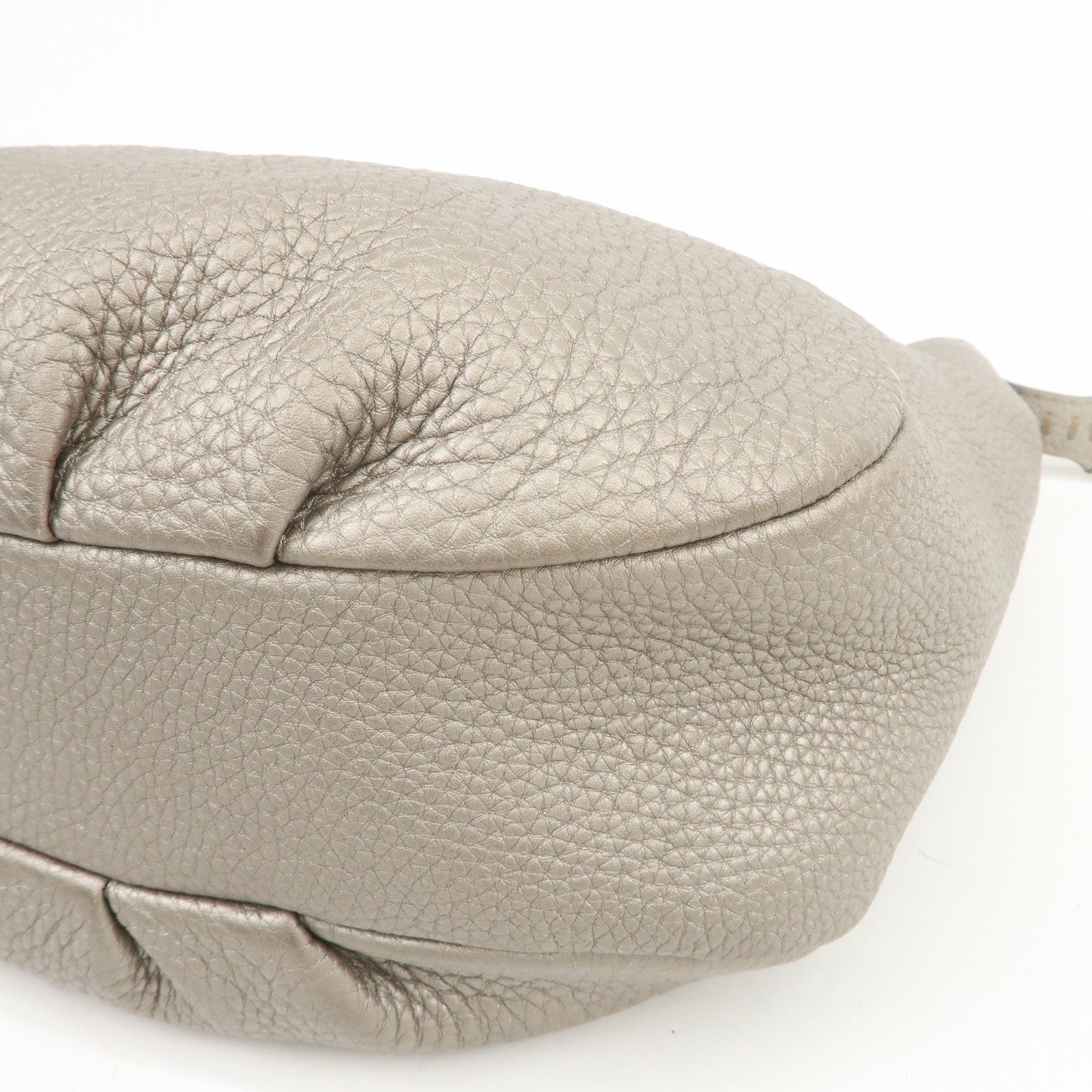 FENDI Selleria Leather Shoulder Bag Hand Bag Gray 8BR618