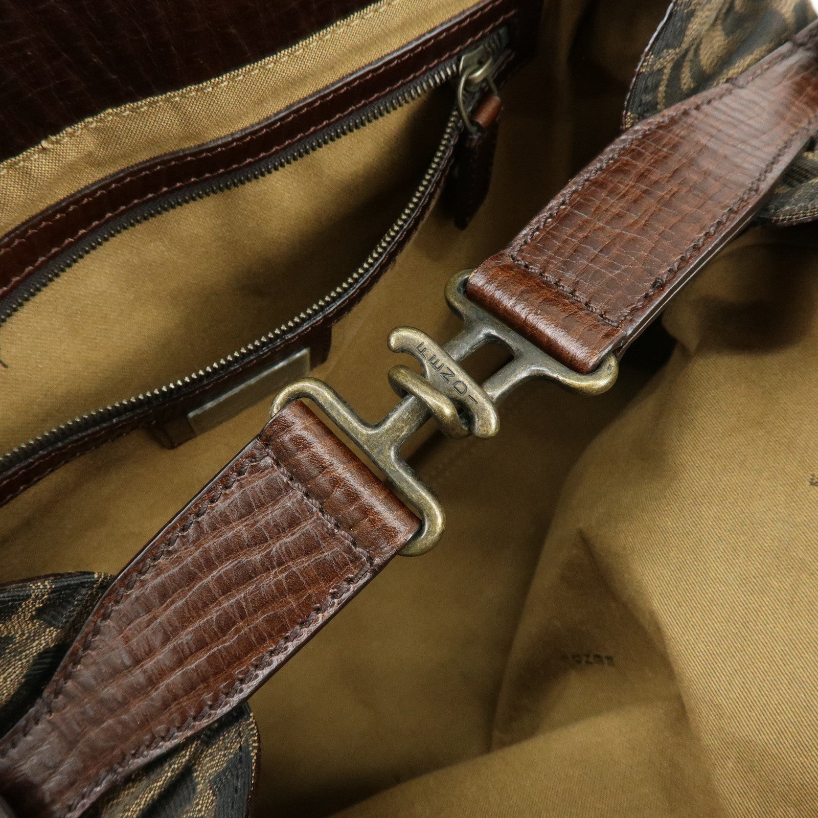 FENDI Zucca Ethnico Canvas Leather Tote Bag Shoulder Bag 8BN162