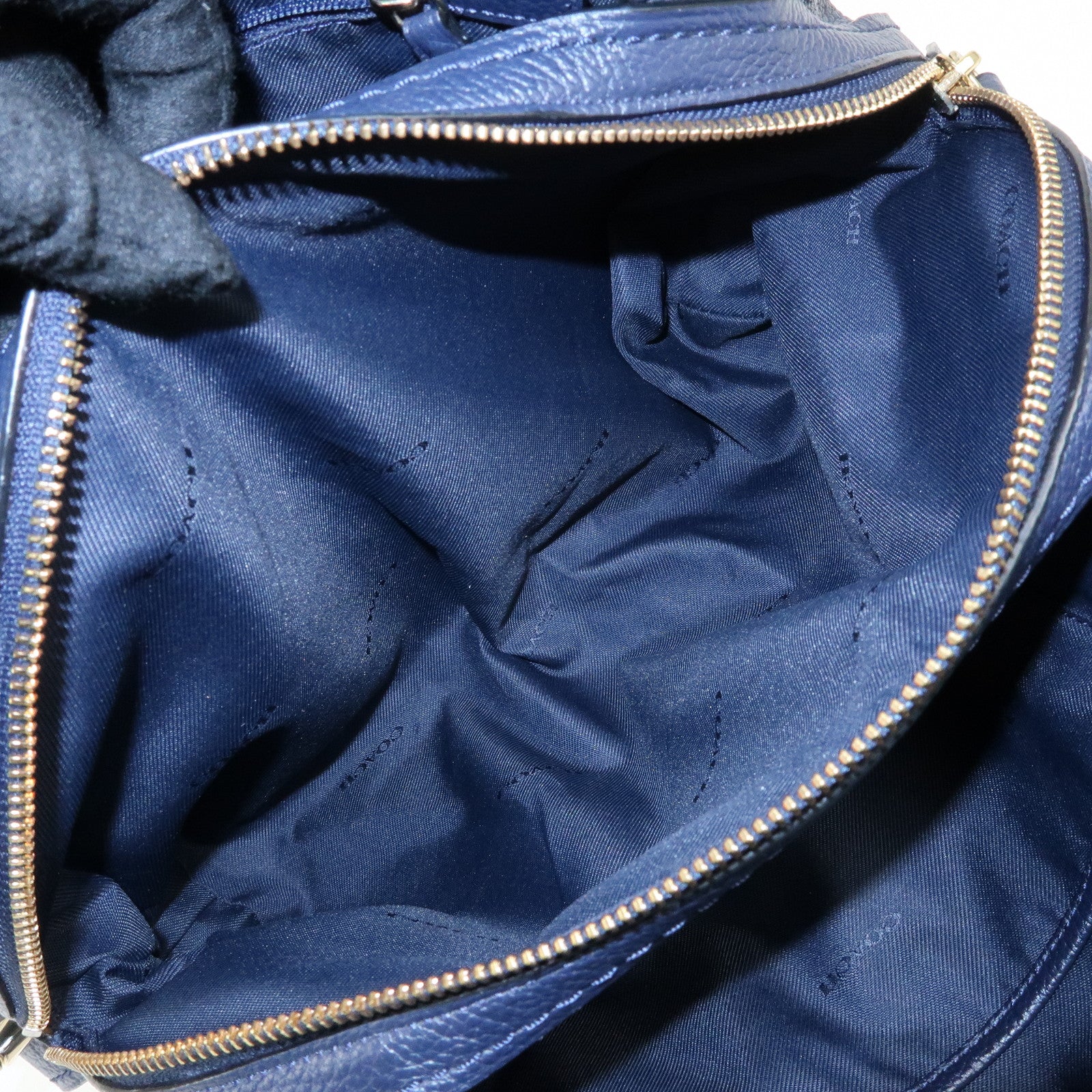 COACH Edie Leather Tote Bag Shoulder Bag Hand Bag Navy