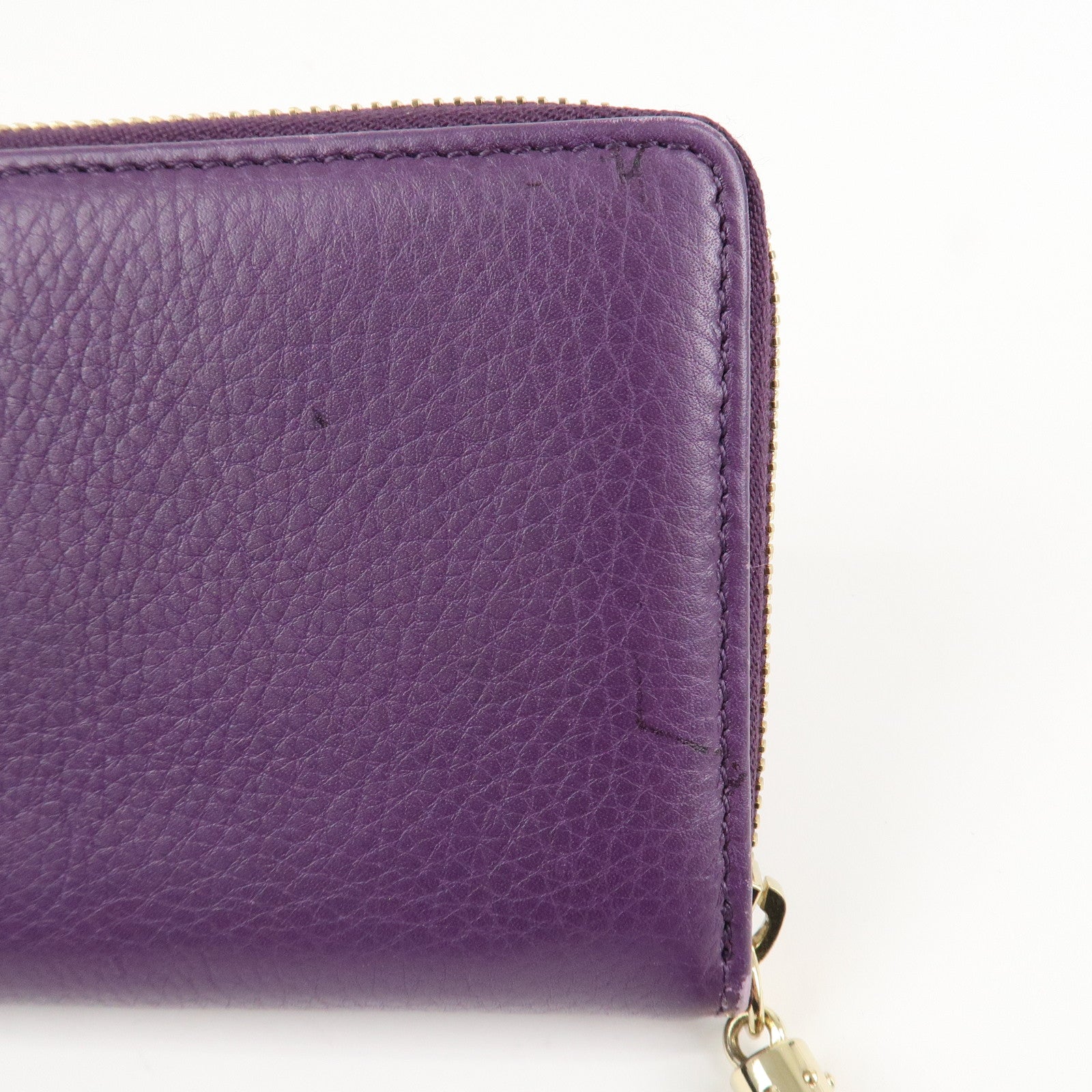 GUCCI SOHO Leather Zip Around Long Wallet Purple Used