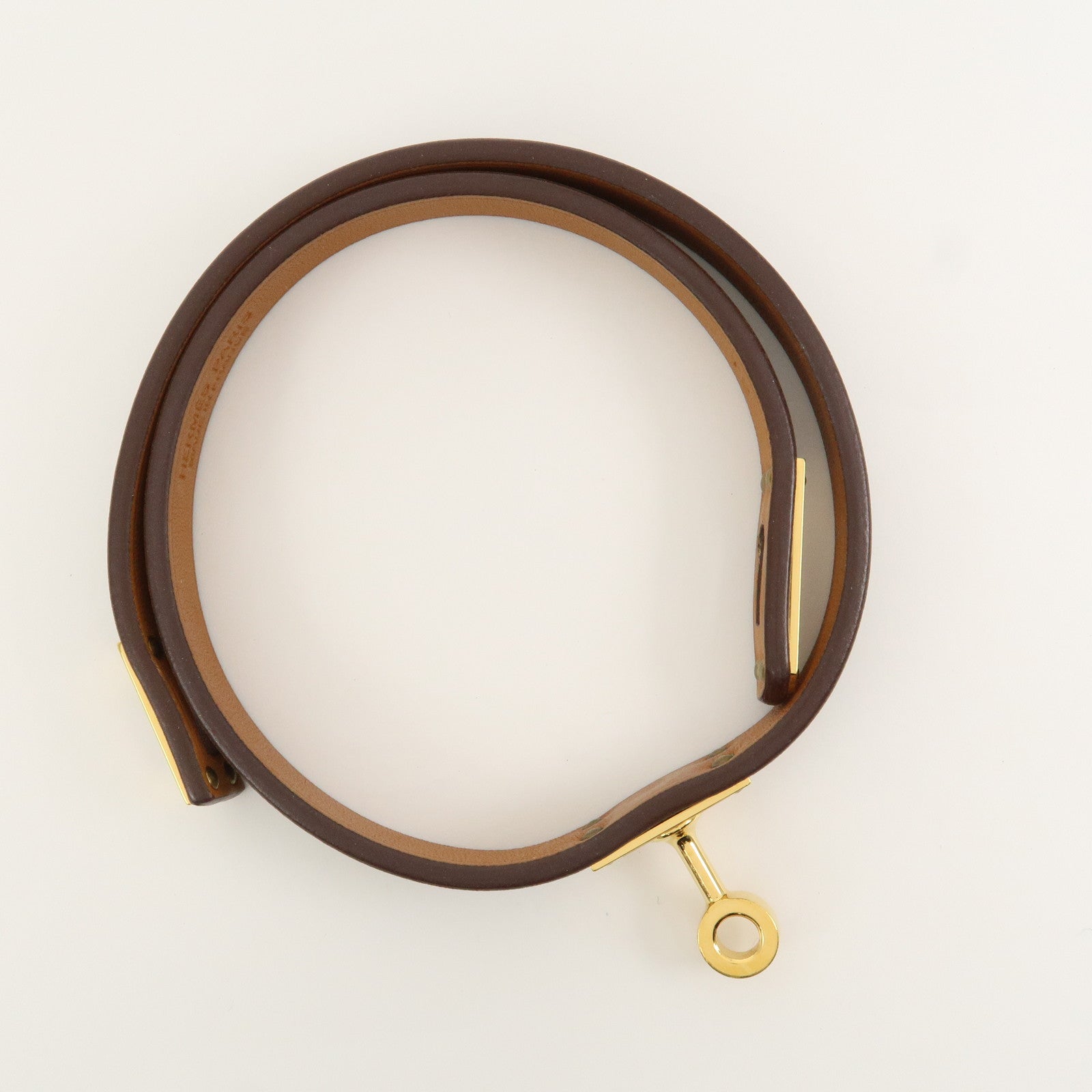 HERMÈS Mini Kelly Double Tour Leather Bracelet Greige