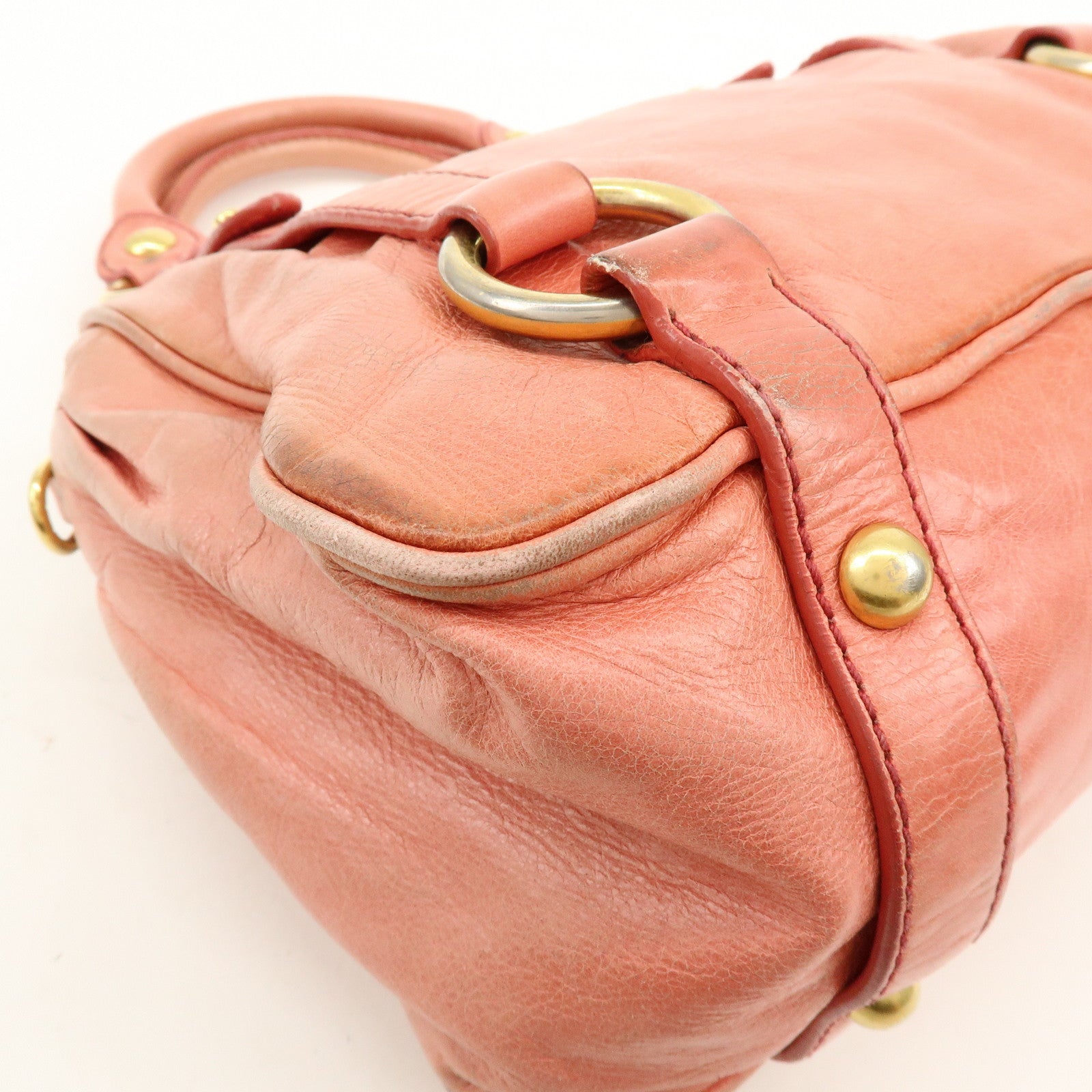 MIU MIU Leather 2Way Bag Hand Bag Shoulder Bag Pink