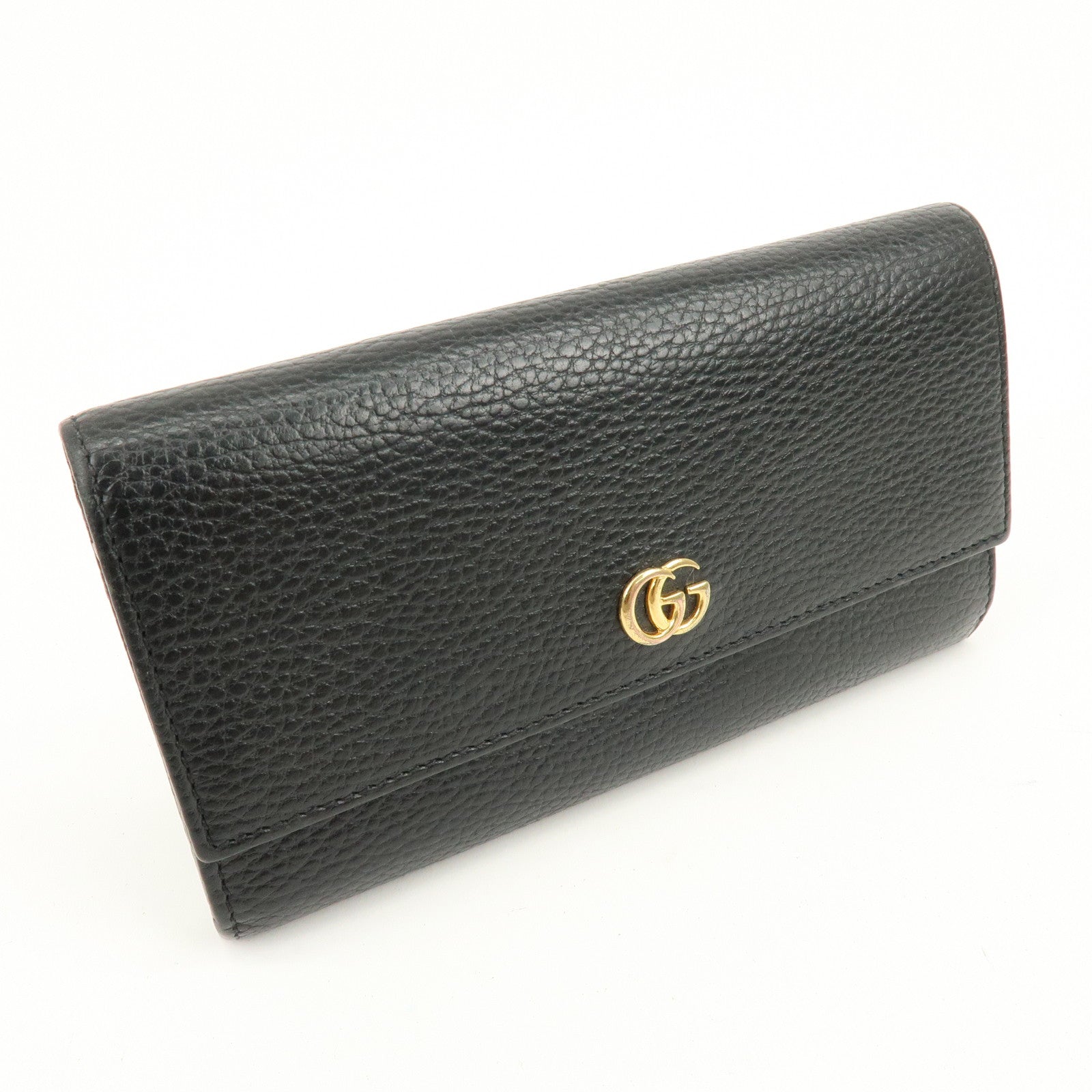GUCCI GG Marmont Leather Long Wallet Black 456116