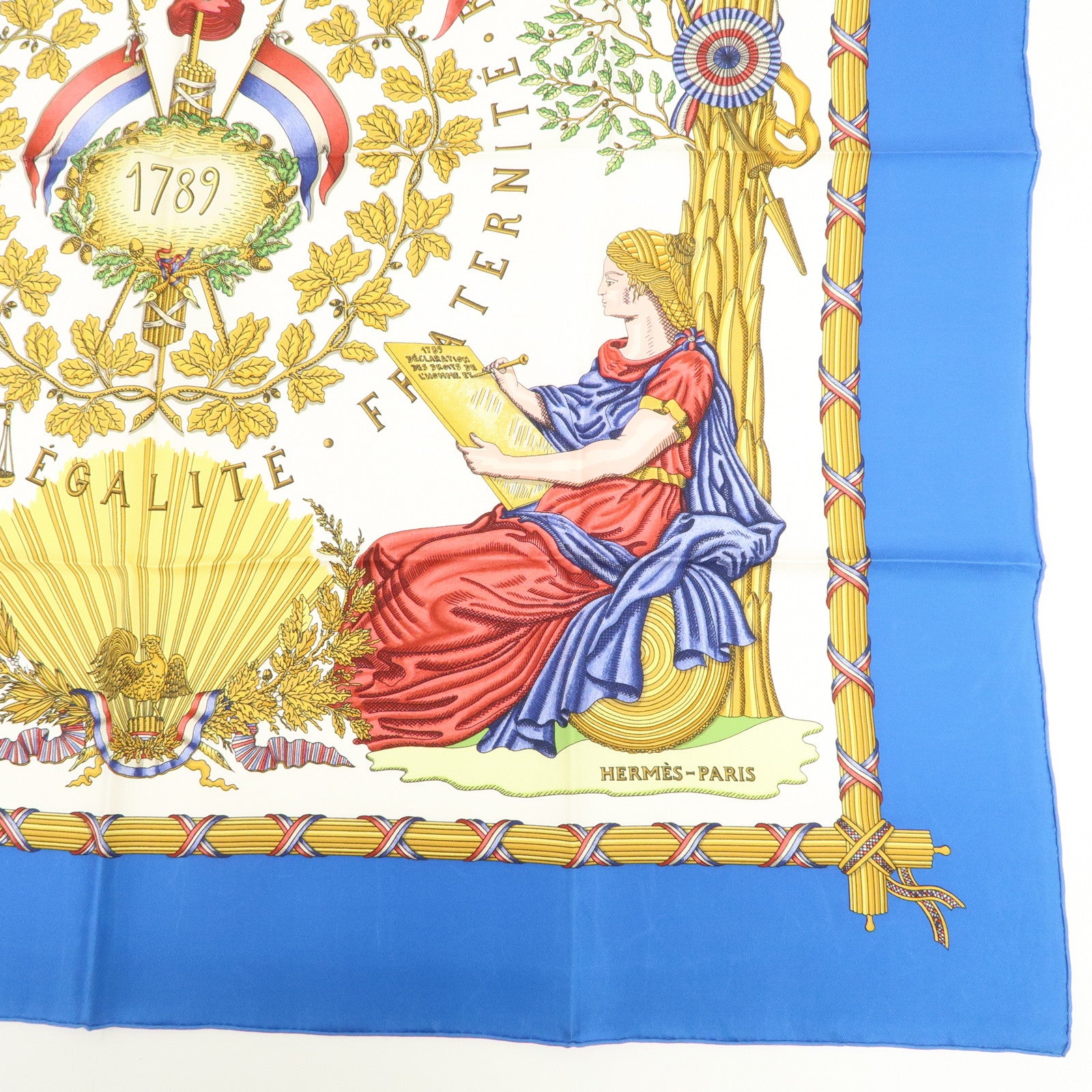 HERMES Carre 90 LIBERTE EGALITE FRATERNITE Silk 100% Scarf