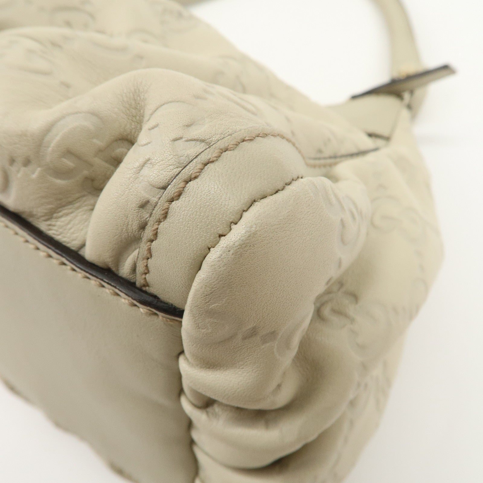 GUCCI Abbey Guccissima Leather Shoulder Bag Hand Bag Ivory 190525 Used