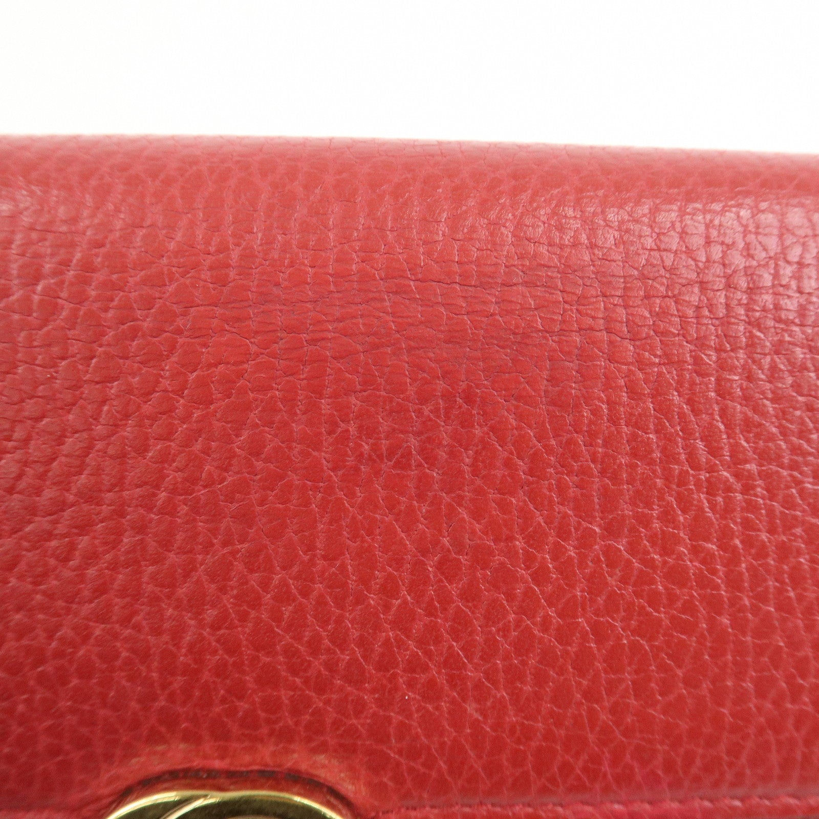 GUCCI Interlocking G Leather Chain Wallet Shoulder Bag Red 510314
