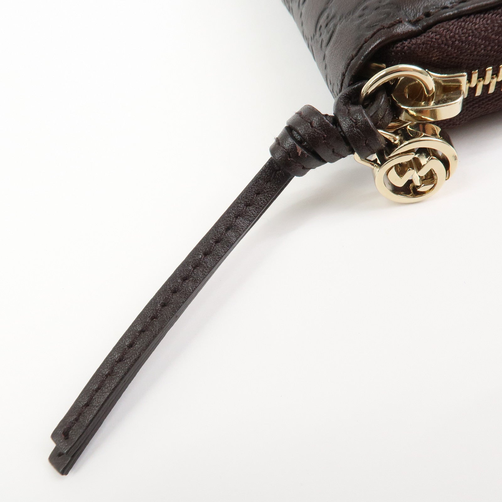 GUCCI Guccissima Interlocking G Round Zippy Wallet Brown 323397
