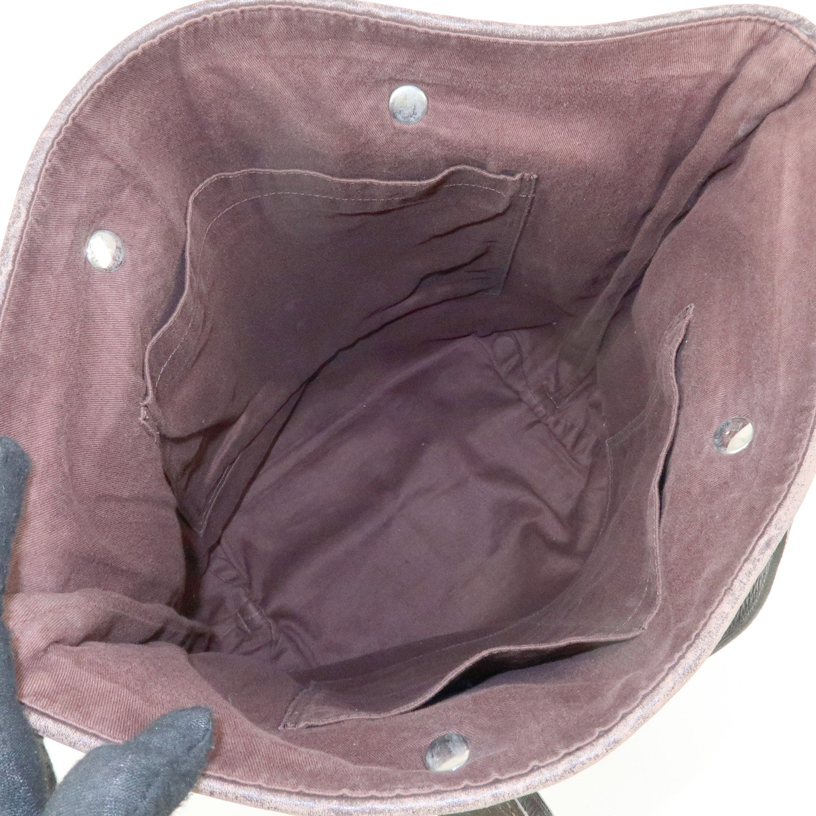 HERMES Amedaba Diago GM Polyester Leather Tote Bag Brown Black