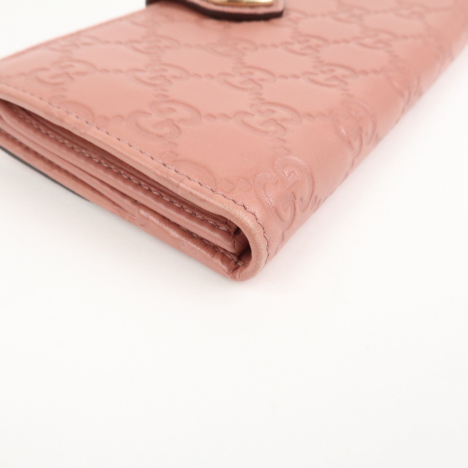 GUCCI Guccissima Leather Heart W Hook Bi-fold Wallet Pink 203550