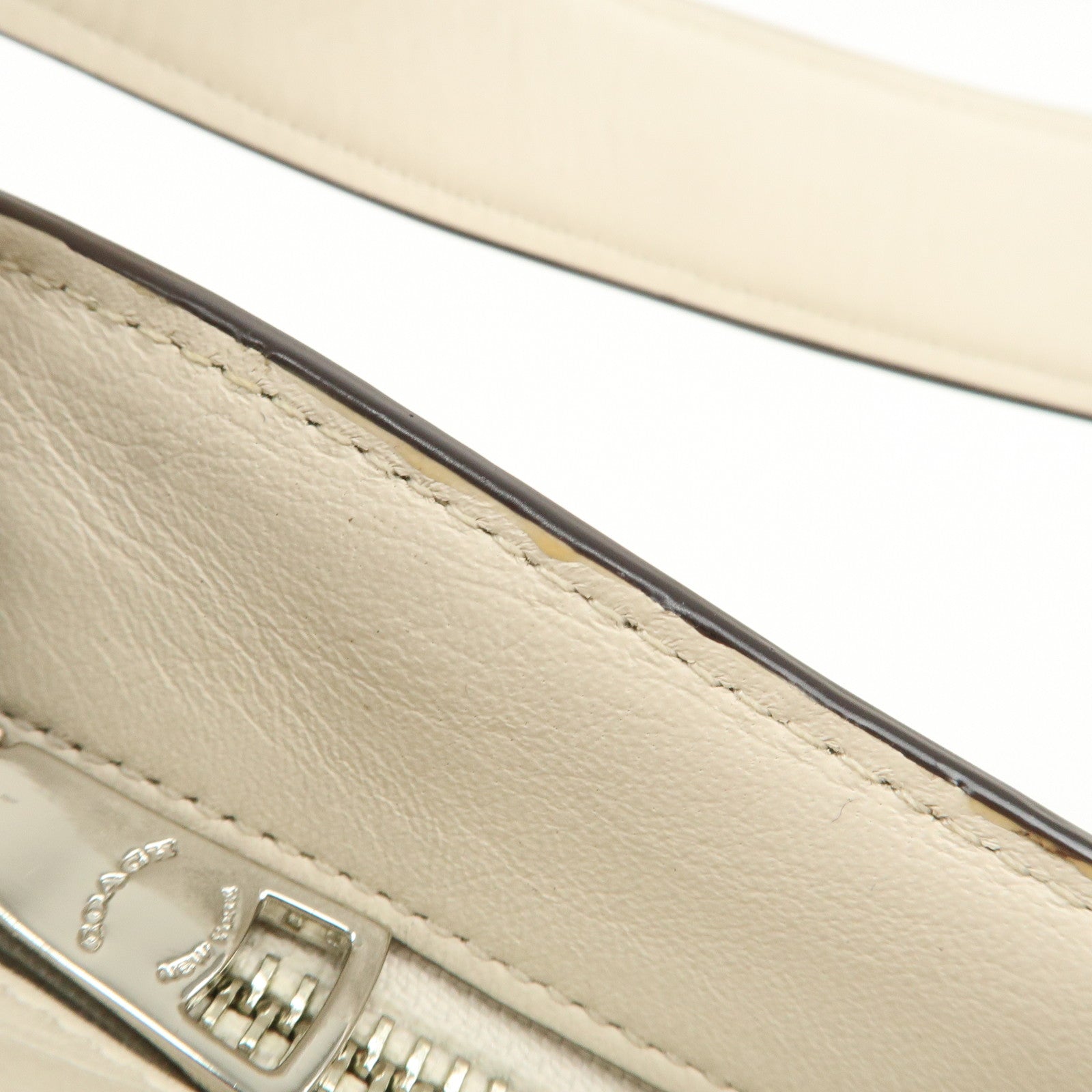 COACH Logo Calf Leather 2Way Bag Shoulder Bag Hand Bag Ivory 57119