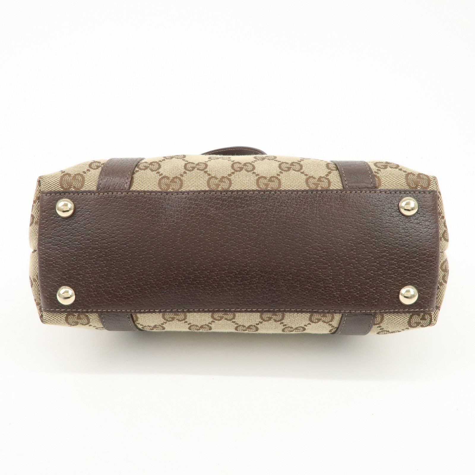 GUCCI Abbey GG Canvas Leather Tote Bag Beige Dark Brown 141471 Used