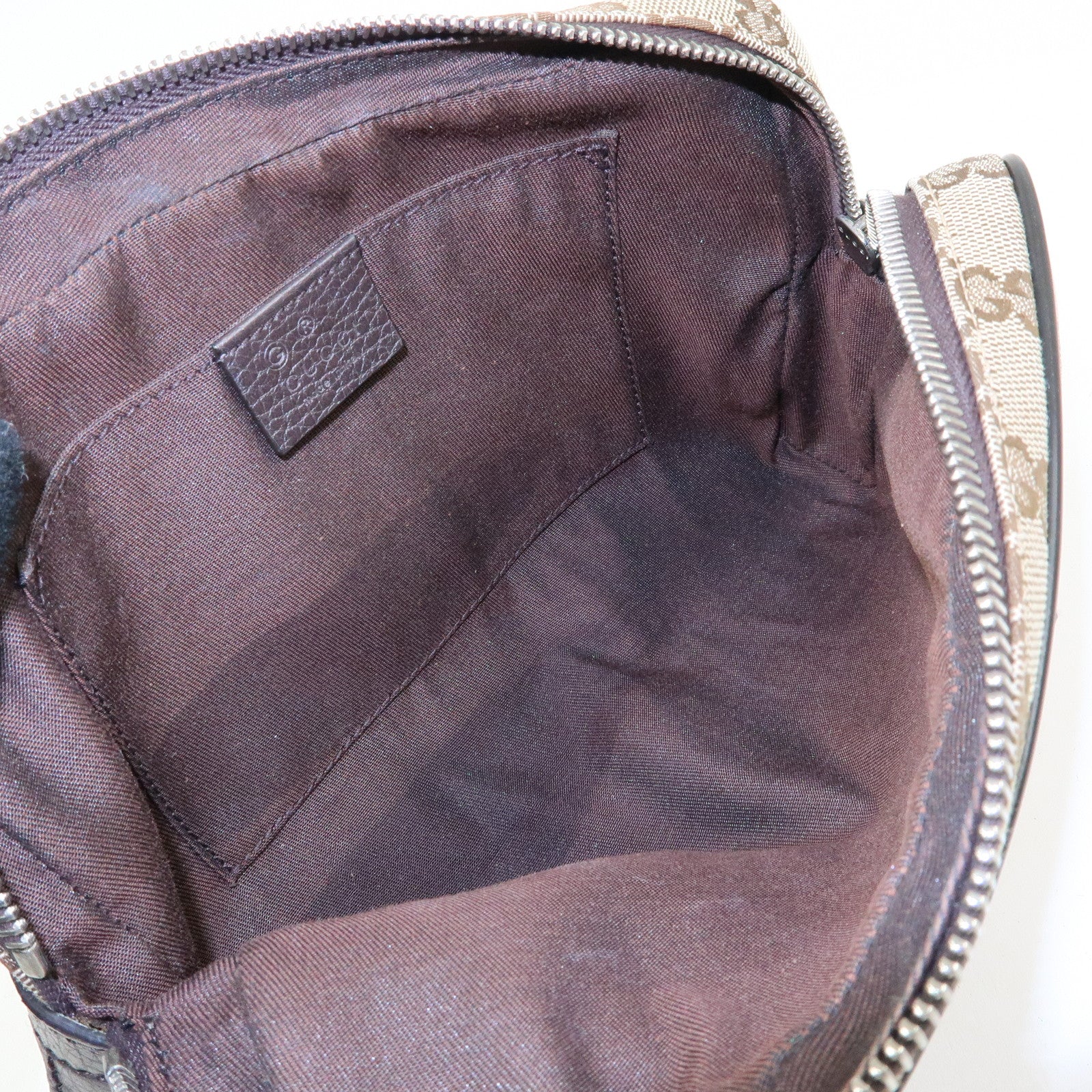 GUCCI GG Canvas Leather Waist Pouch Body Bag Crossbody Bag 449174