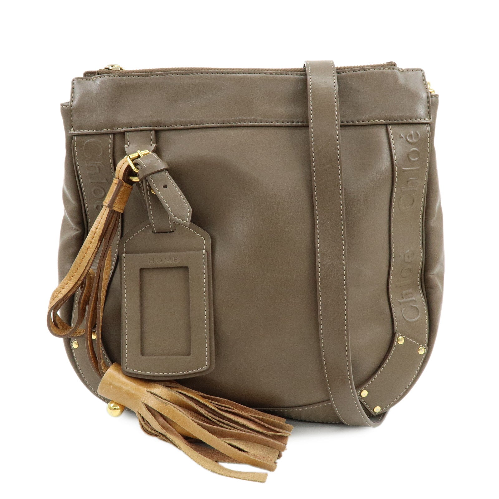 Chloe Eden Leather Shoulder Bag Crossbody Bag Tassel Brown