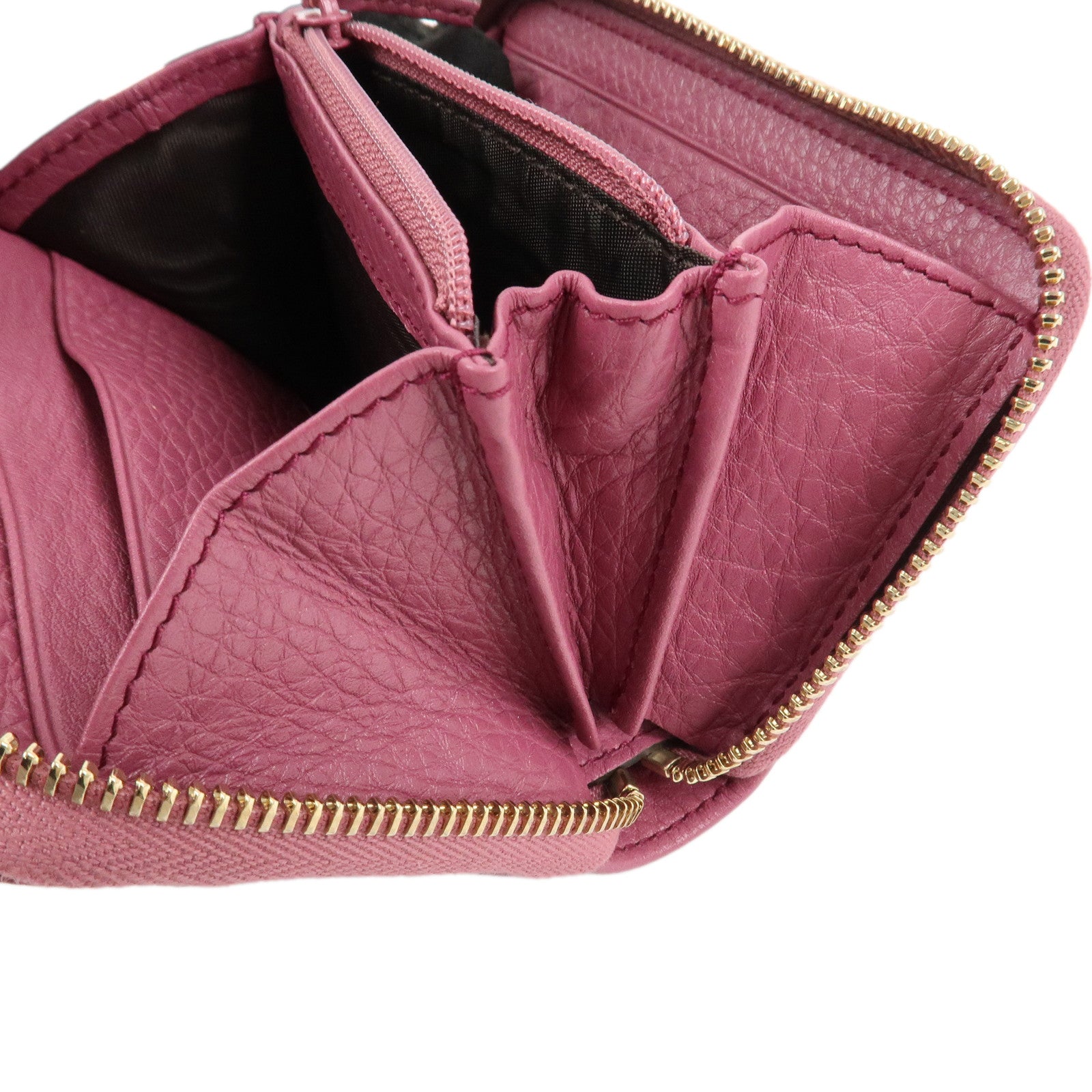 GUCCI SOHO Leather Round Zippy Compact Wallet Purple 351484