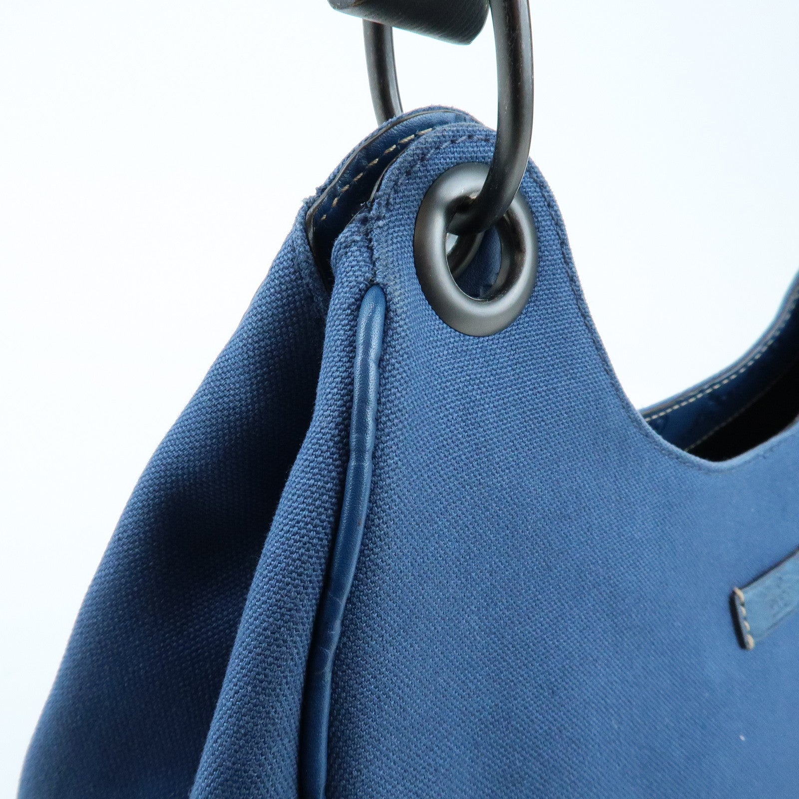GUCCI Canvas Guccissima Leather Wood Shoulder Bag Blue 257265