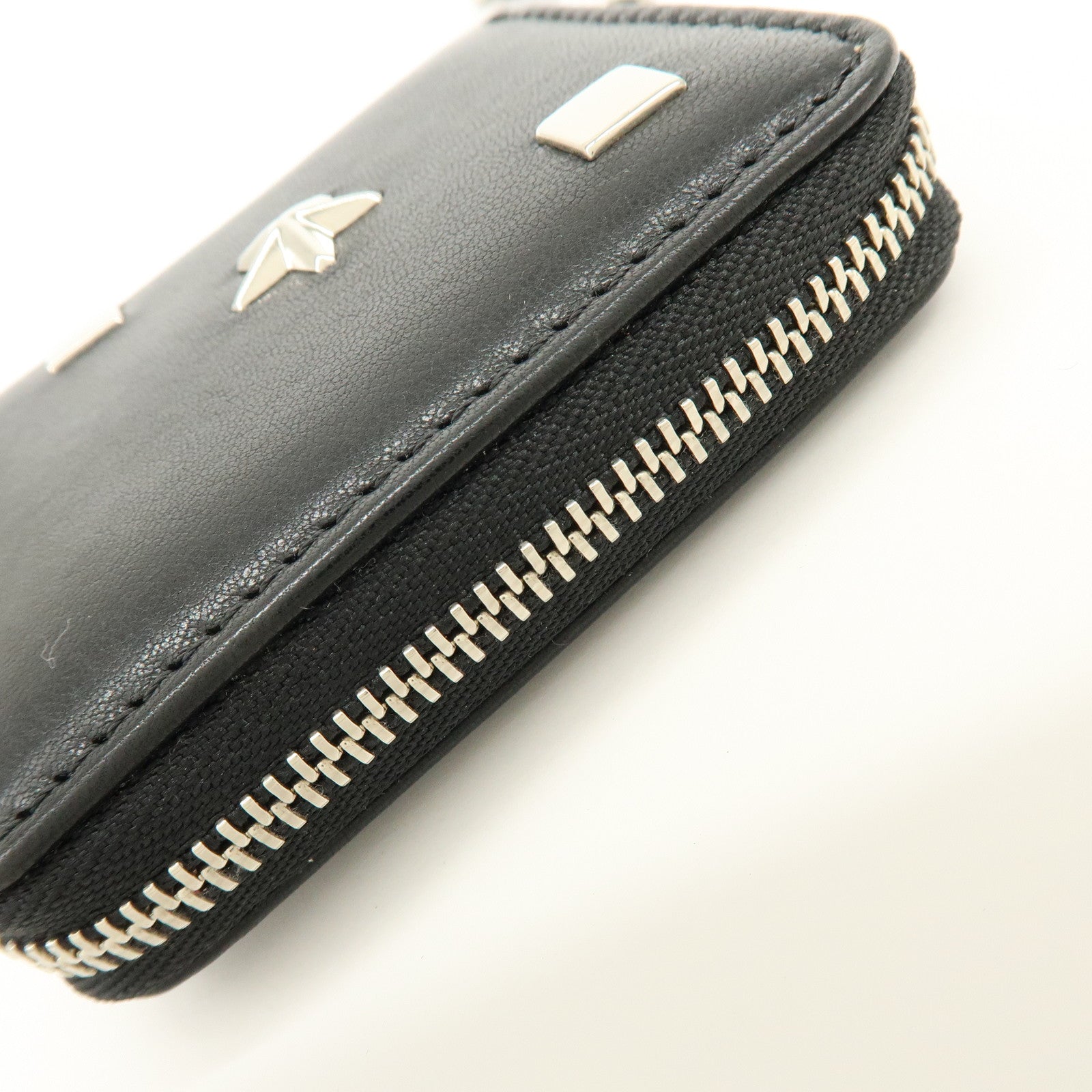 JIMMY CHOO Penny Star Studs Leather Coin Case Coin Wallet Black