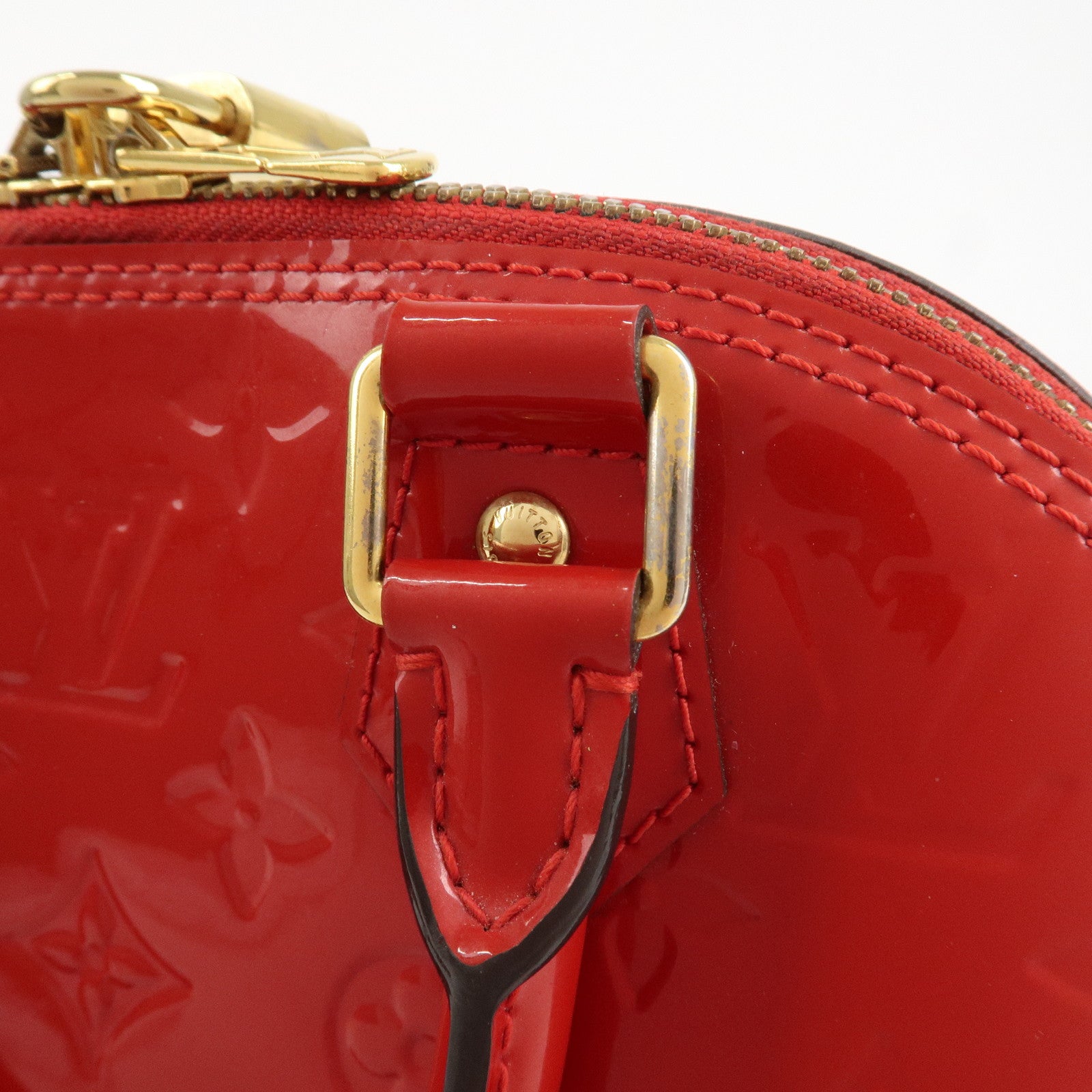 Louis Vuitton Monogram Vernis Alma BB 2Way Hand Bag Cerise M90174 Used