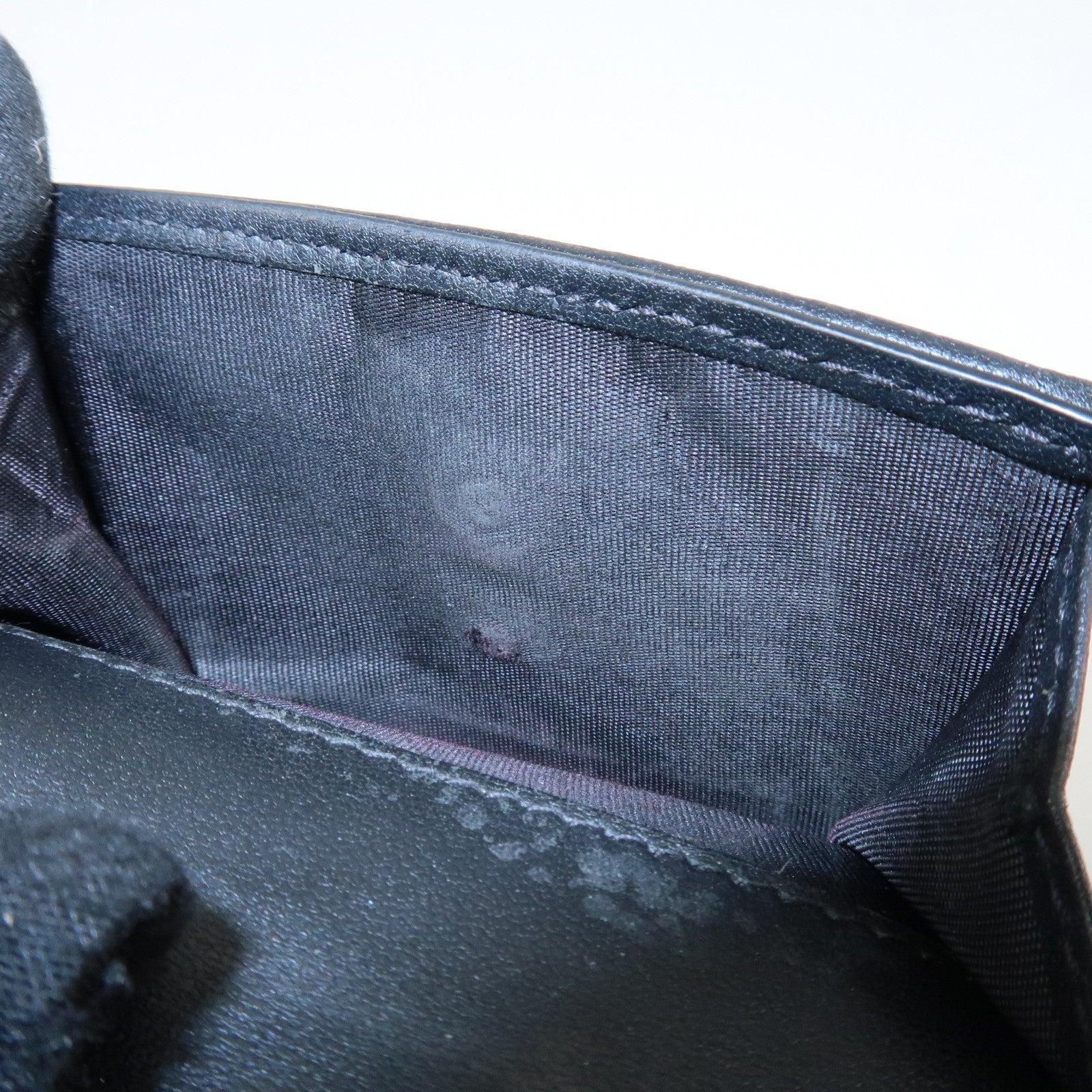 Christian Dior Cannage Leather Tri-fold Wallet Black Used