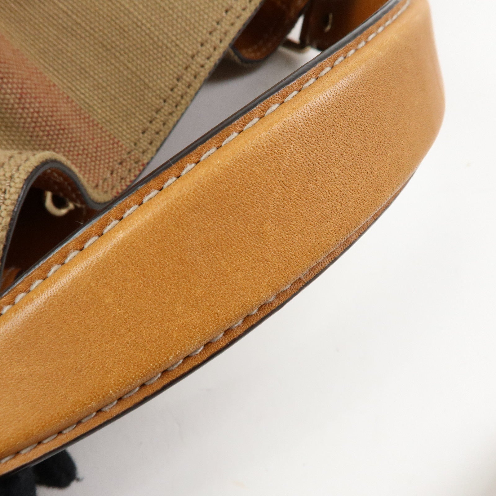 Burberry Nova Plaid Canvas Leather 2Way Shoulder Bag Beige Brown