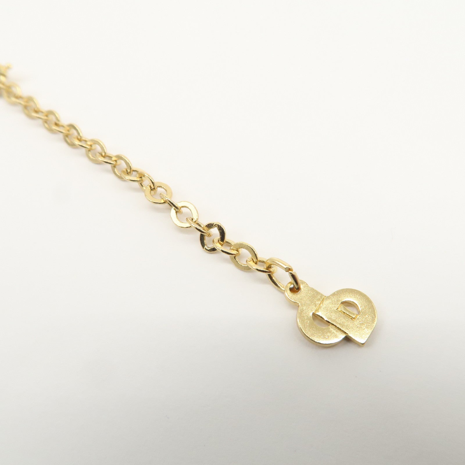 Christian Dior Heart Metal Rhinestone Necklace Gold