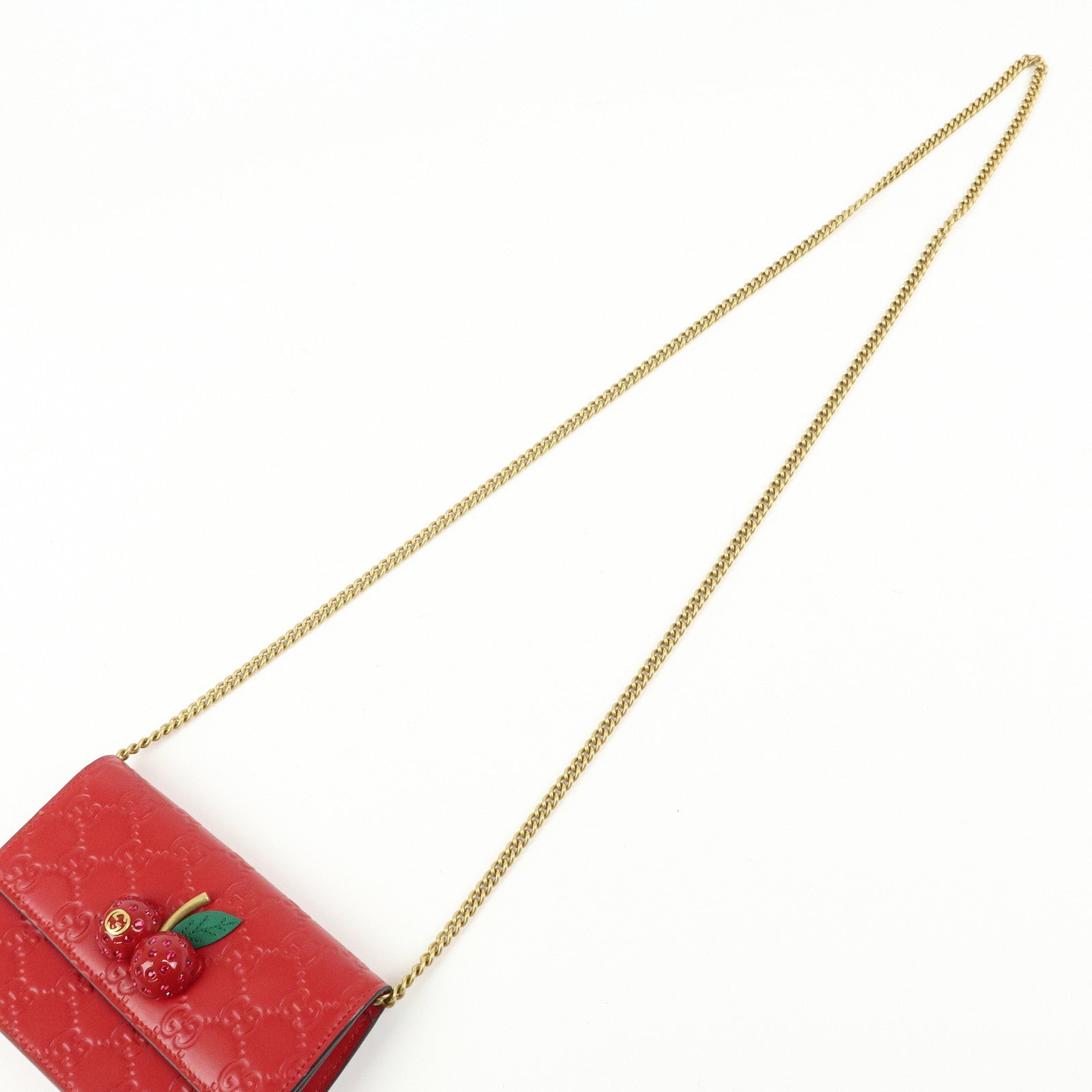 GUCCI Interlocking G Guccissima Chain Shoulder Bag Cherry 481291