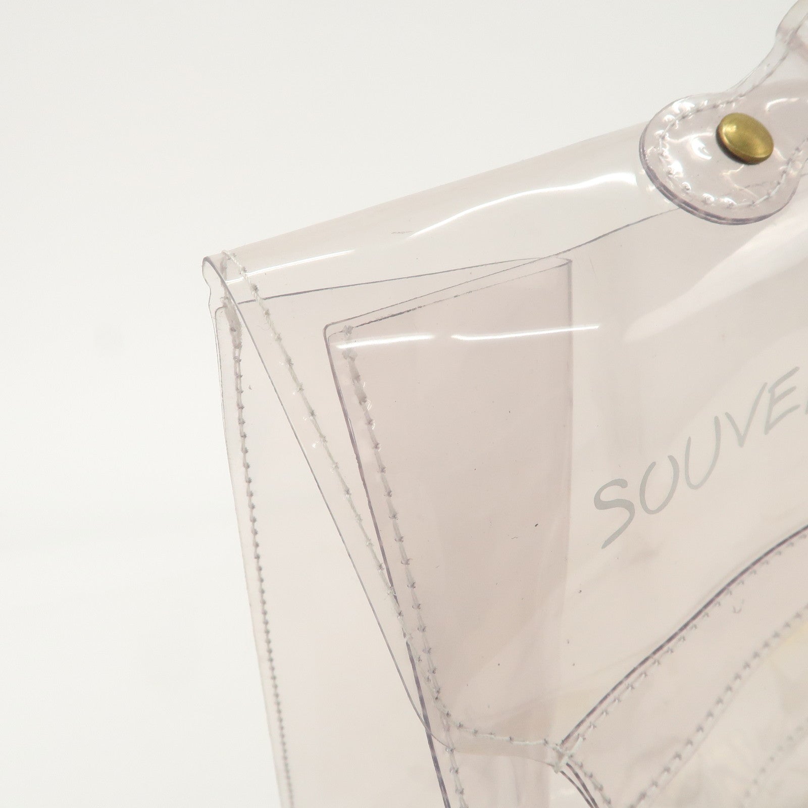 HERMES Kelly Vinyl Hand Bag Clear Transparent Gold Hardware Used