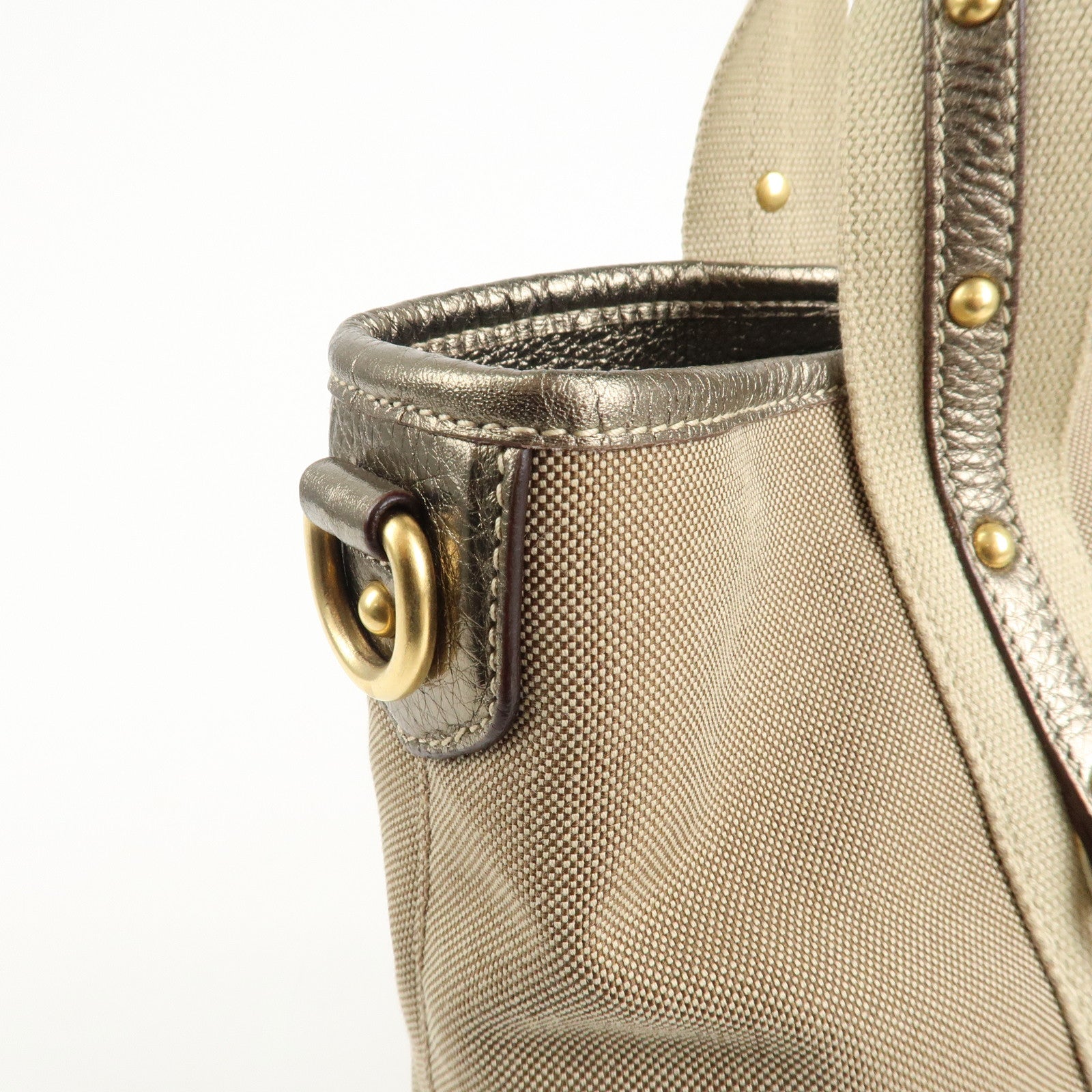 PRADA Nylon Jacquard 2Way Tote Shoulder Bag Beige BN1452 Used