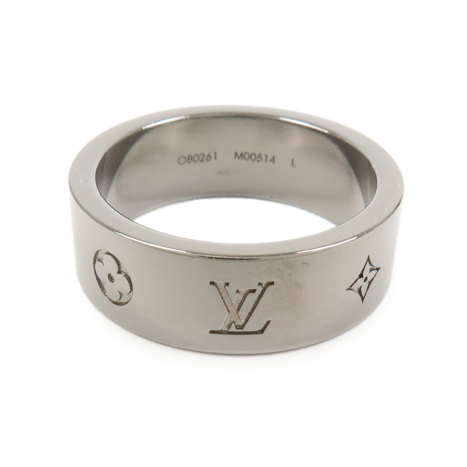 Louis Vuitton Instinct Set of 2 Rings Size L Silver Grey M00514