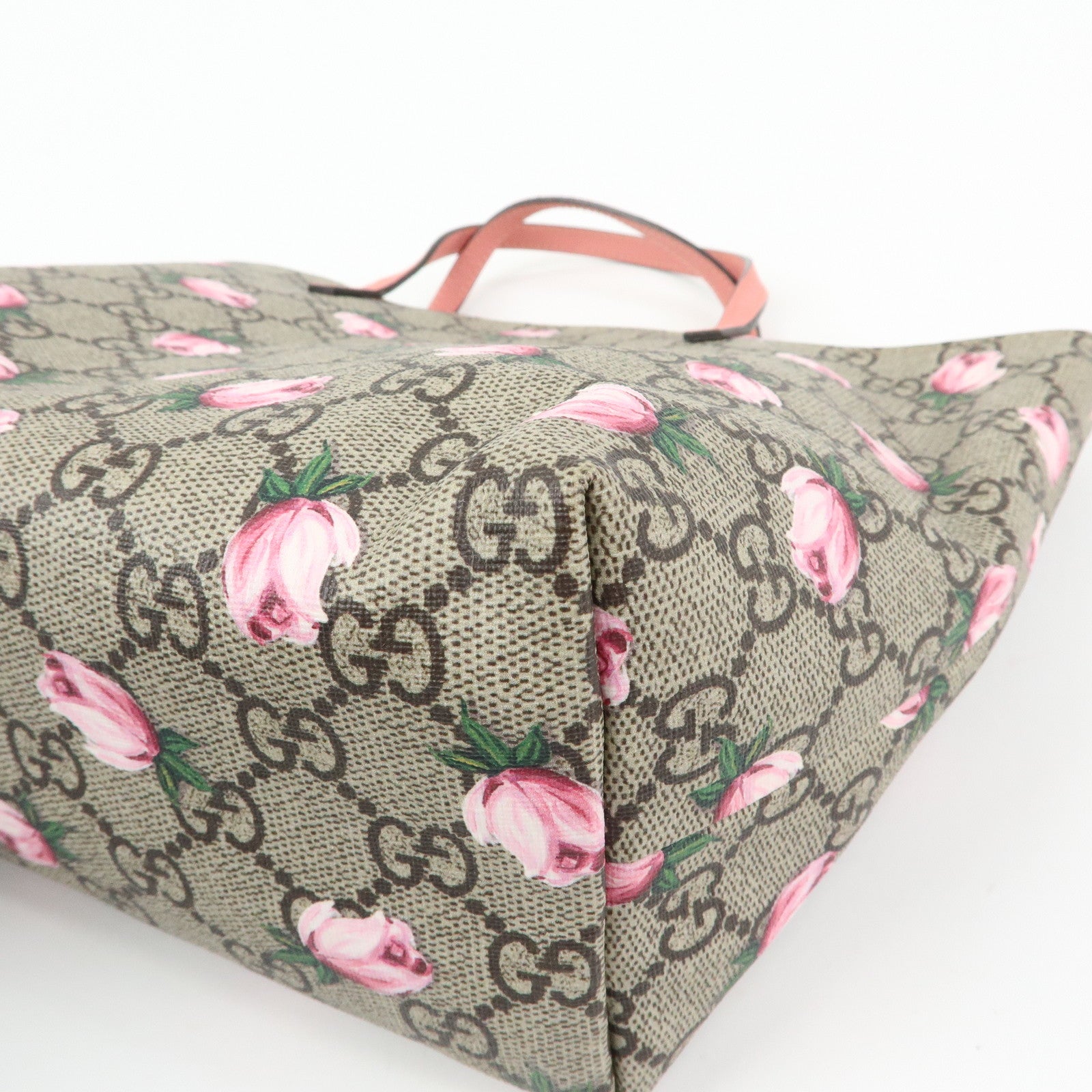 GUCCI Children's GG Supreme Leather Tote Bag Rose Beige Pink 410812