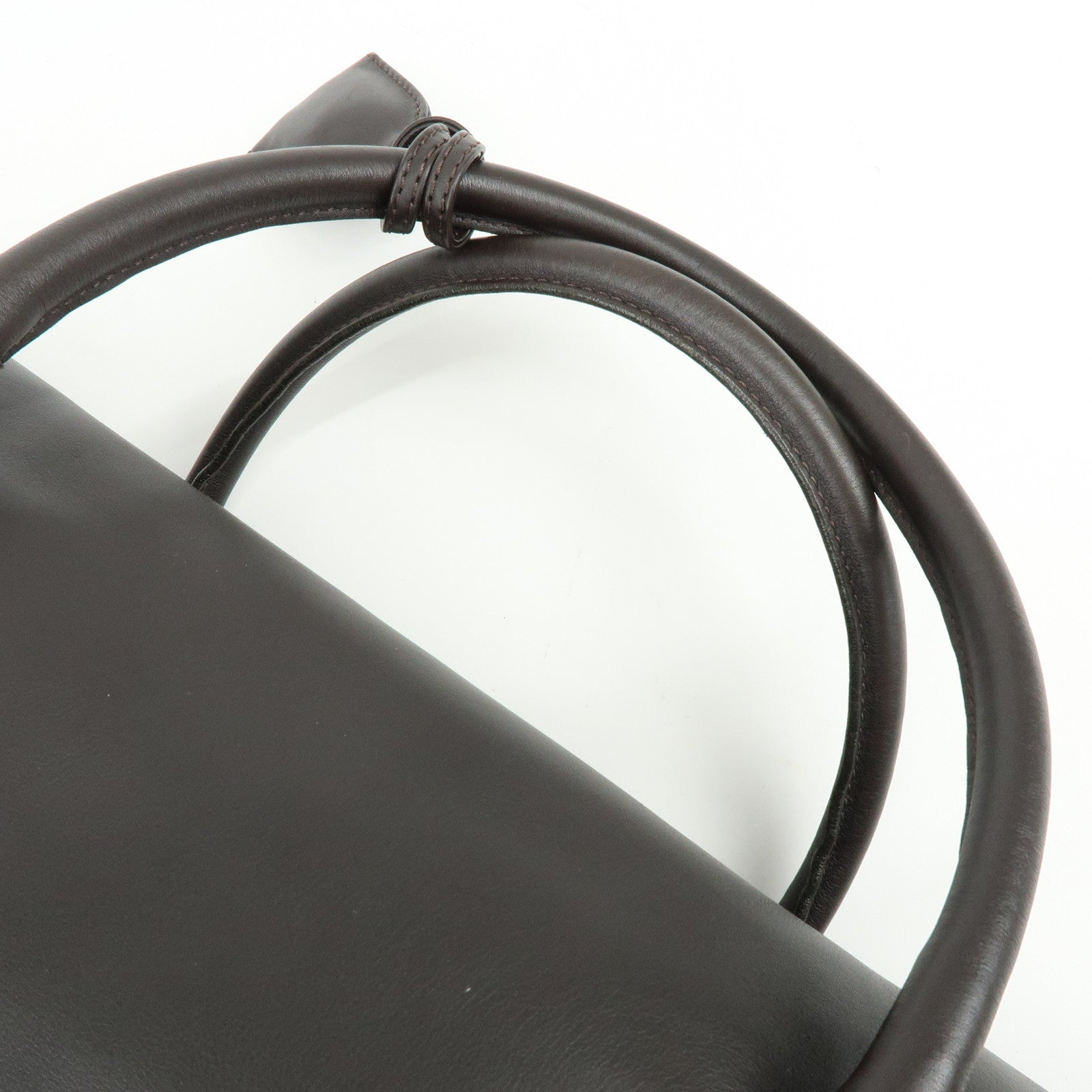 CHANEL COCO Mark Calf Skin Boston Bag Travel Bag Dark Brown