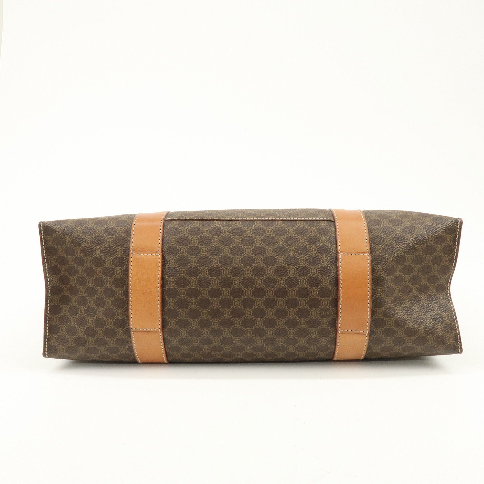 CELINE Macadam PVC Canvas Leather Tote Bag Shoulder Bag Brown