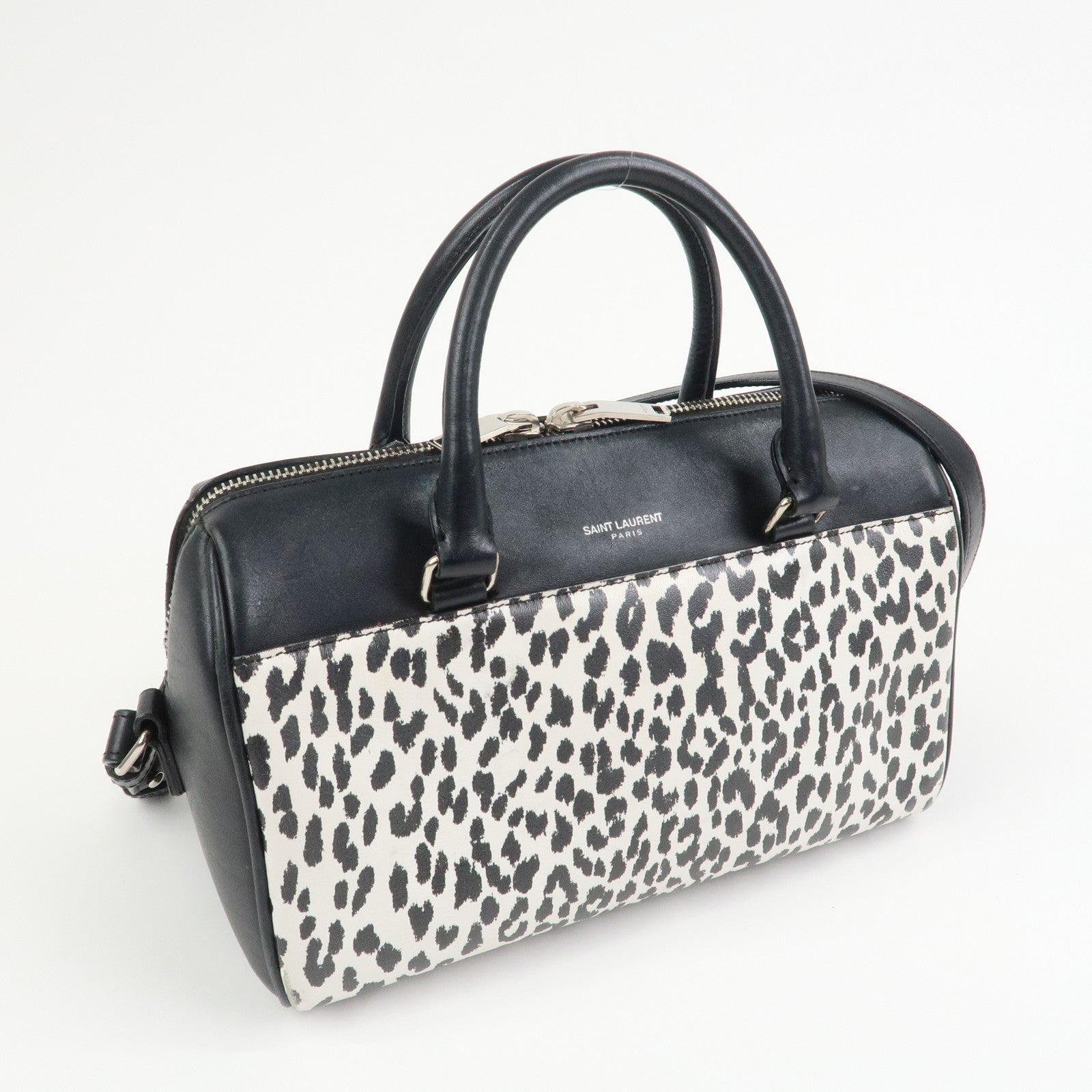 SAINT LAURENT PARIS Leather 2Way Bag Hand Shoulder Bag Leopard