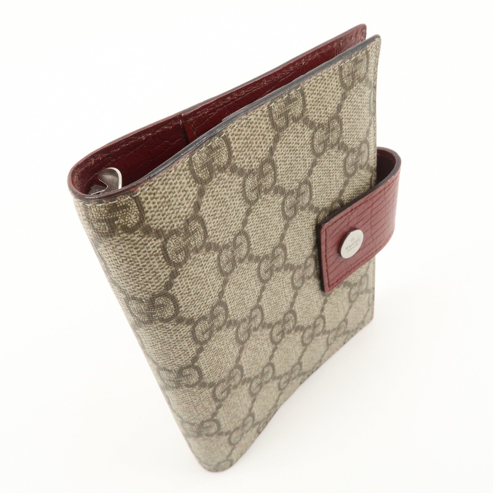 GUCC GG Supreme Canvas Leather Planner Cover Beige Brown 115240 Used