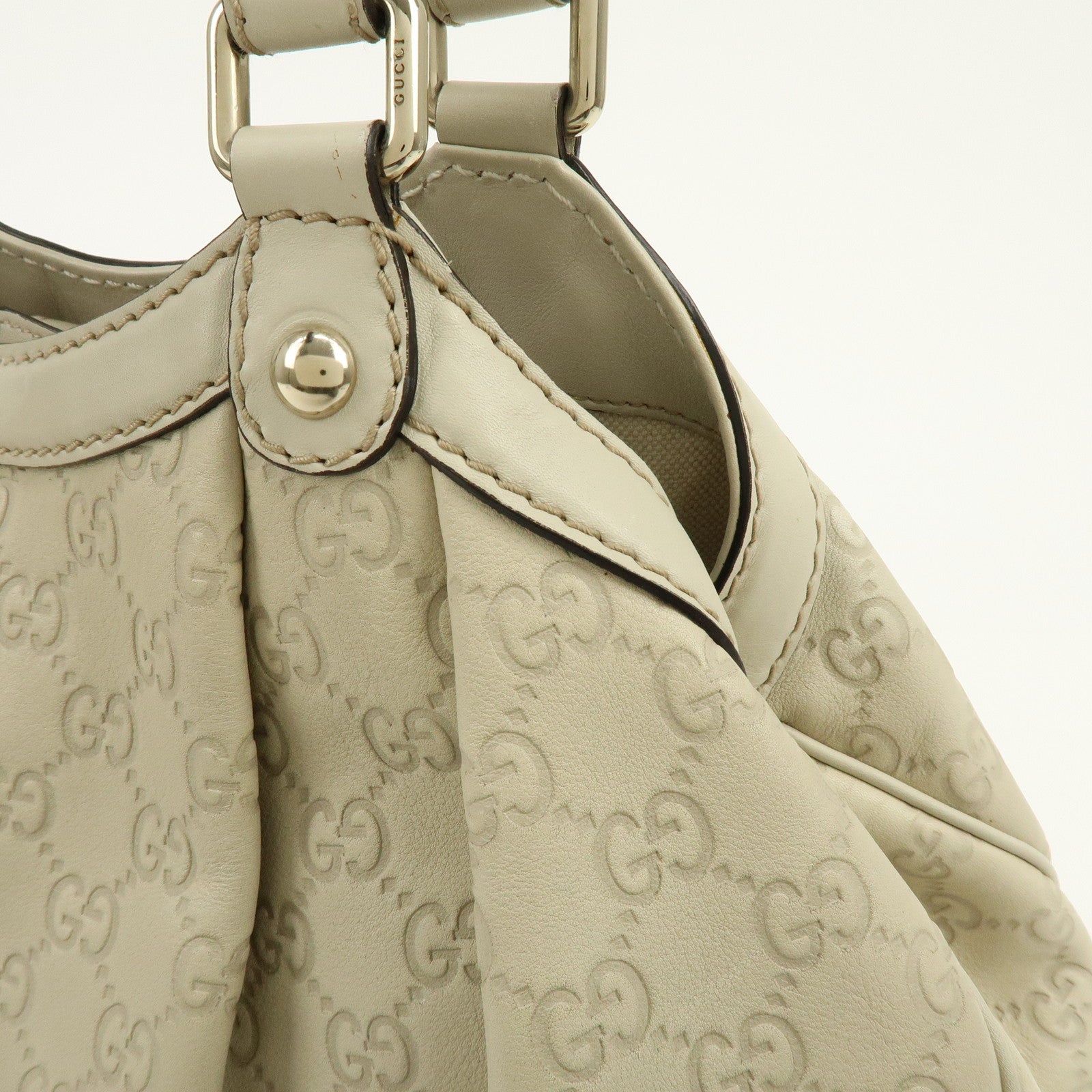 GUCCI Sukey Guccissima Leather Tote Bag Hand Bag White 211944