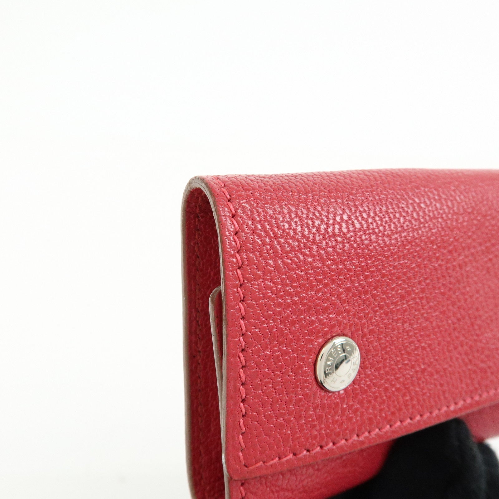 HERMES Sellier Etui Cles 4 Chevre Leather Key Case Key Holder Pink