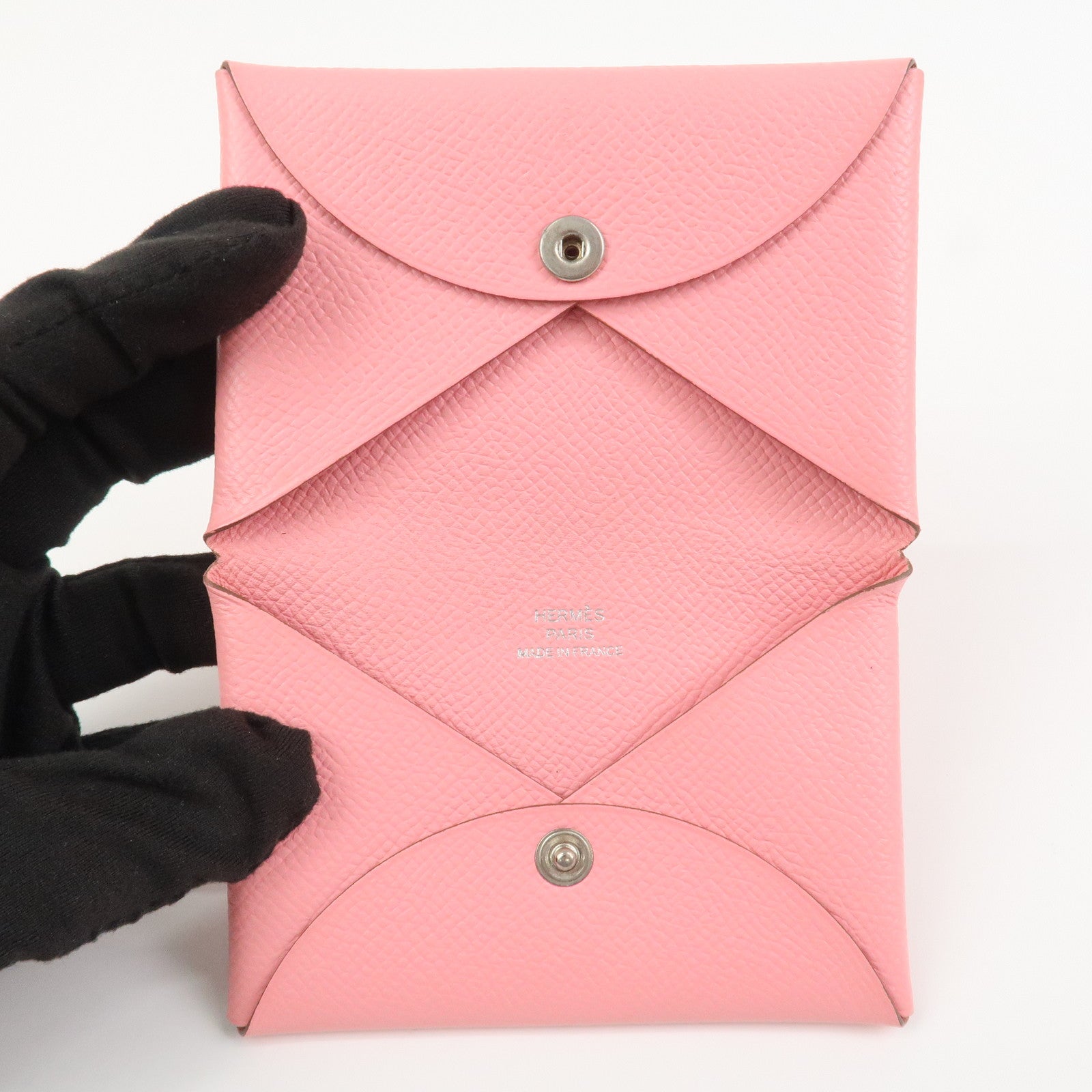 HERMES Veau Epsom Leather B Stamped CALVI Card Case Card Holder