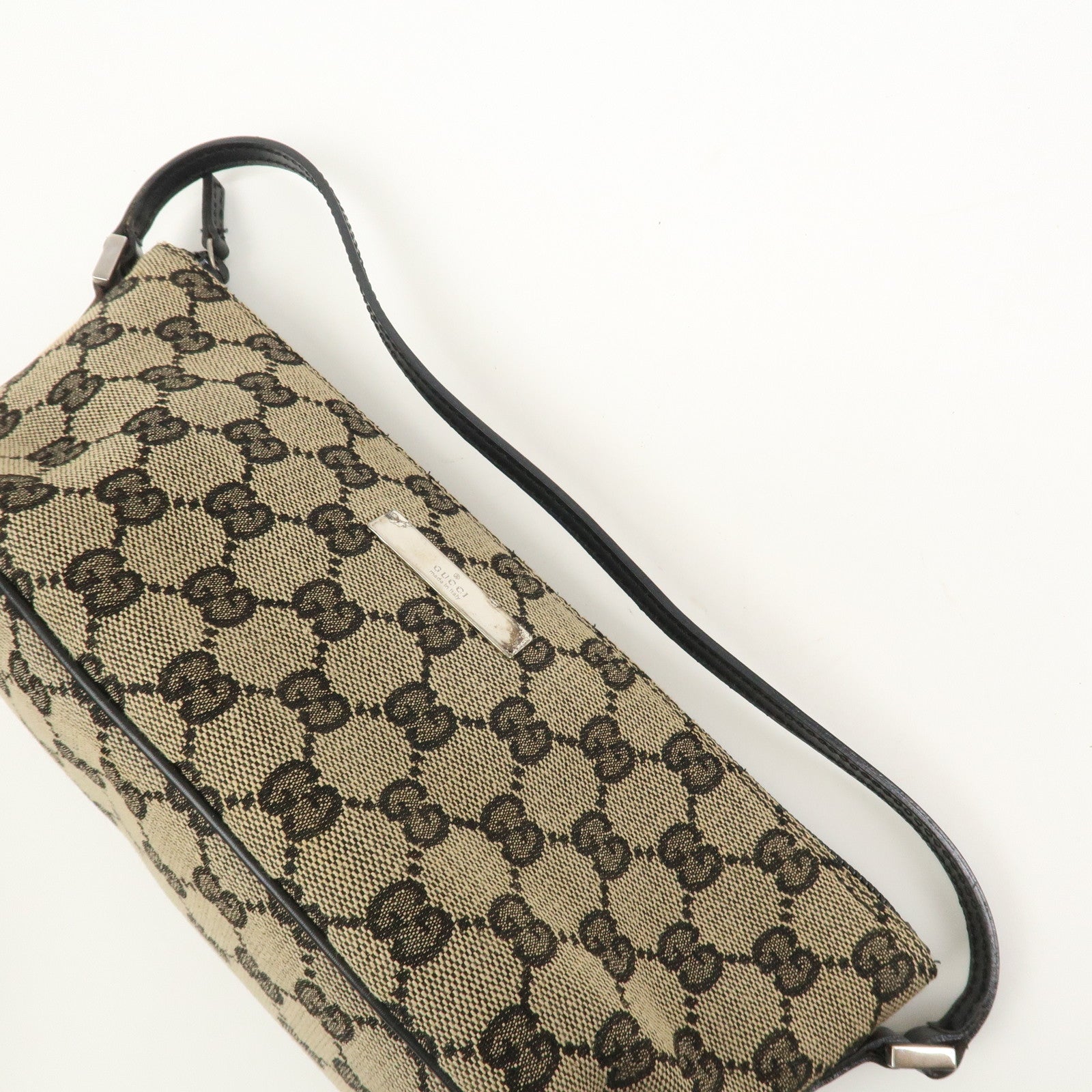 GUCCI Boat Bag GG Monogram Canvas Pouch Hand Bag Beige 039.1103