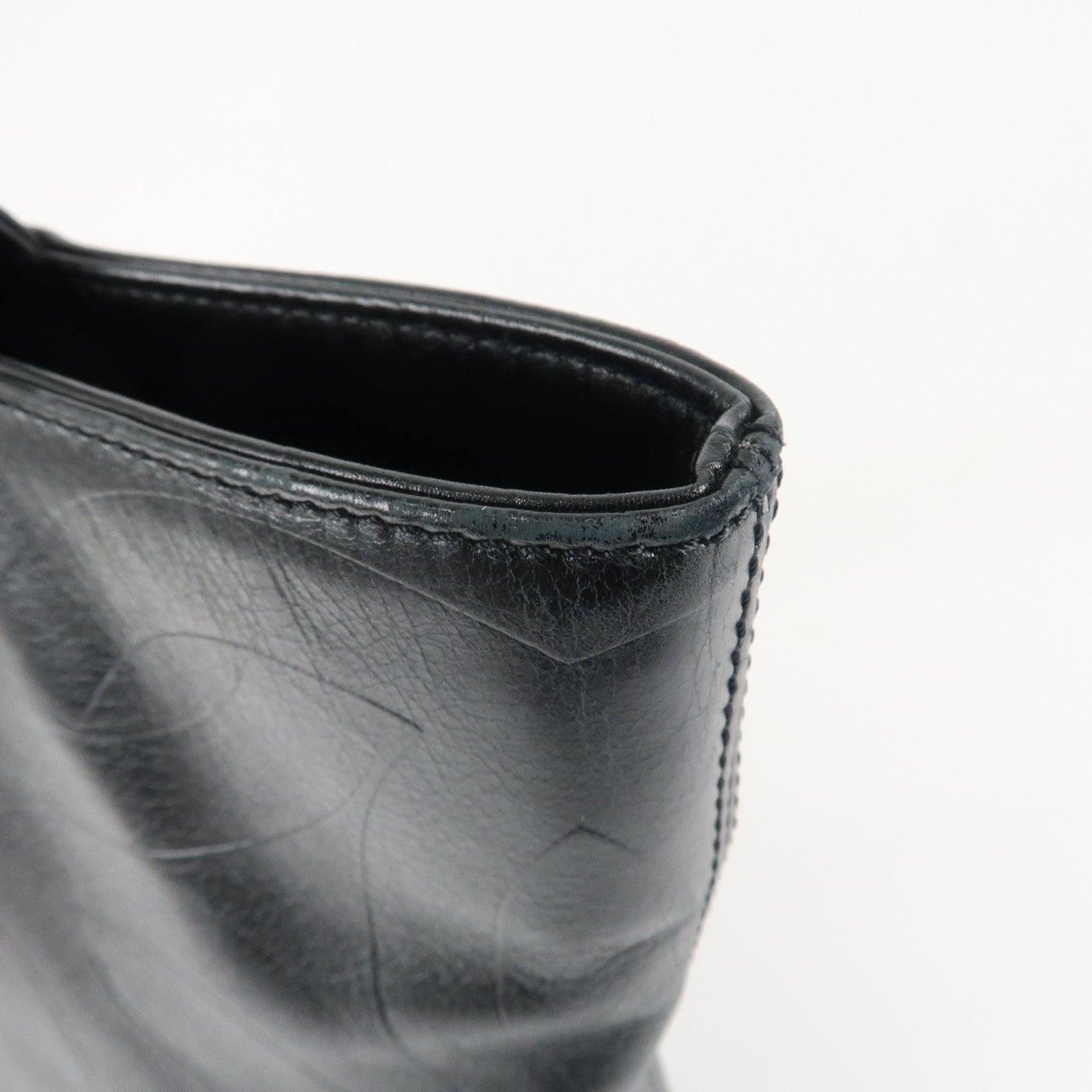 CHANEL COCO Mark Leather Bag Tote Bag Black Used