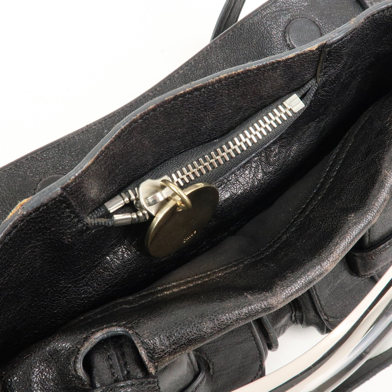 Chloe Leather Saskia 2Way Bag Hand Bag Shoulder Bag Black