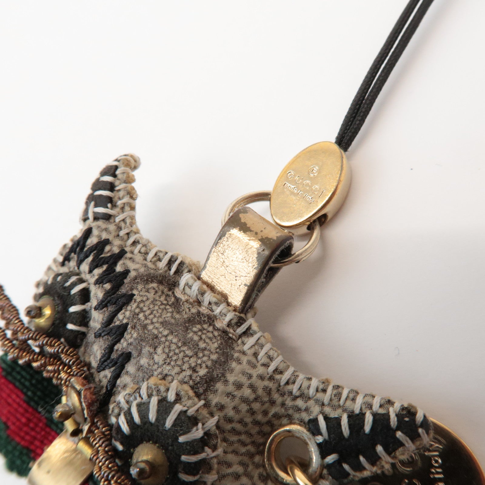 GUCCI Set of 2 Sherry GG Plus Gucciori Cat Chihuahua Key Charm