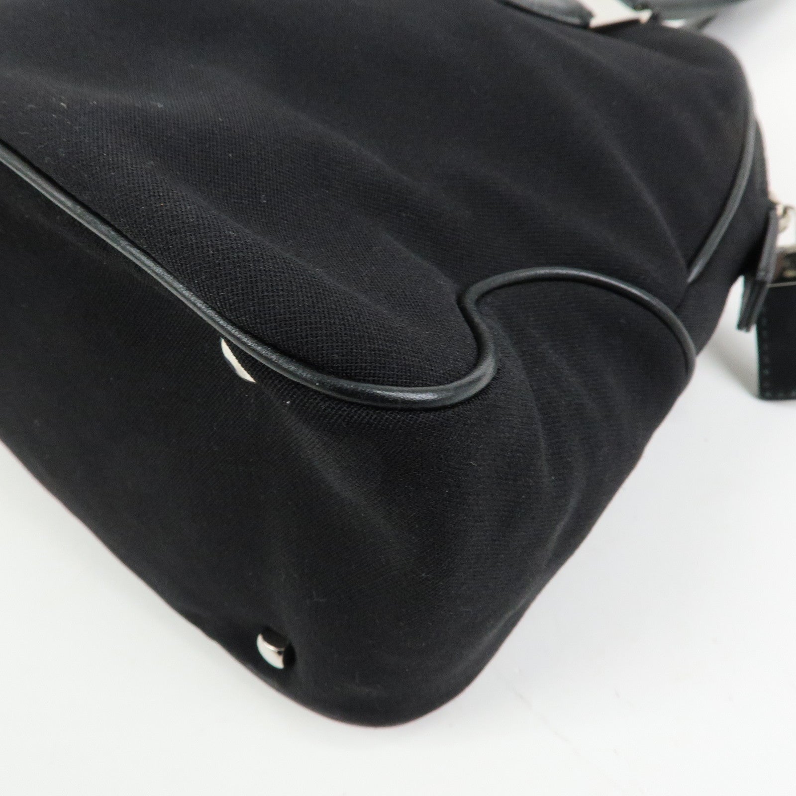 Ferragamo Vara Nylon Leather Boston Bag Shoulder Bag Black