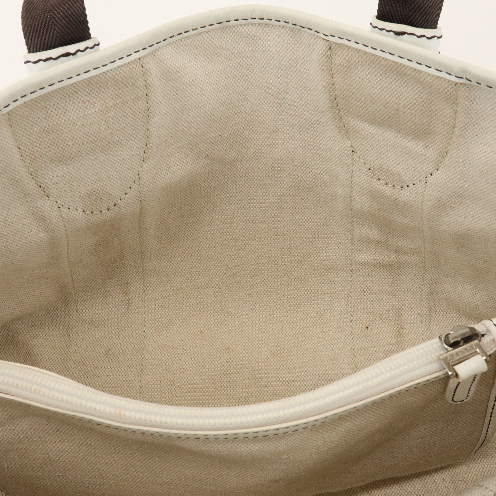 CELINE C Macadam PVC Nylon Leather Tote Bag Hand Bag Brown Beige